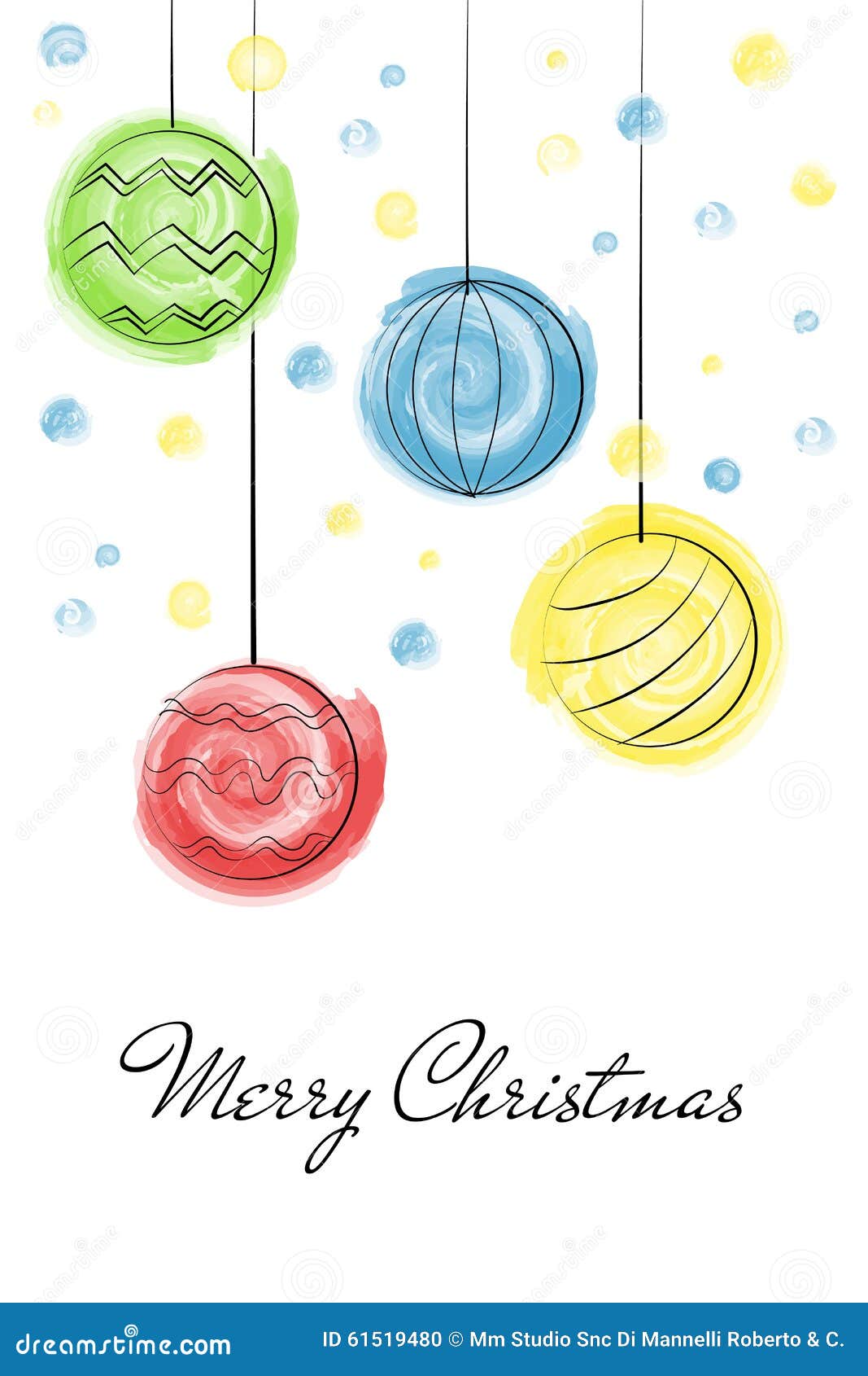 Christmas Balls Draw Watercolor Stock Vector - Illustration of hand ...