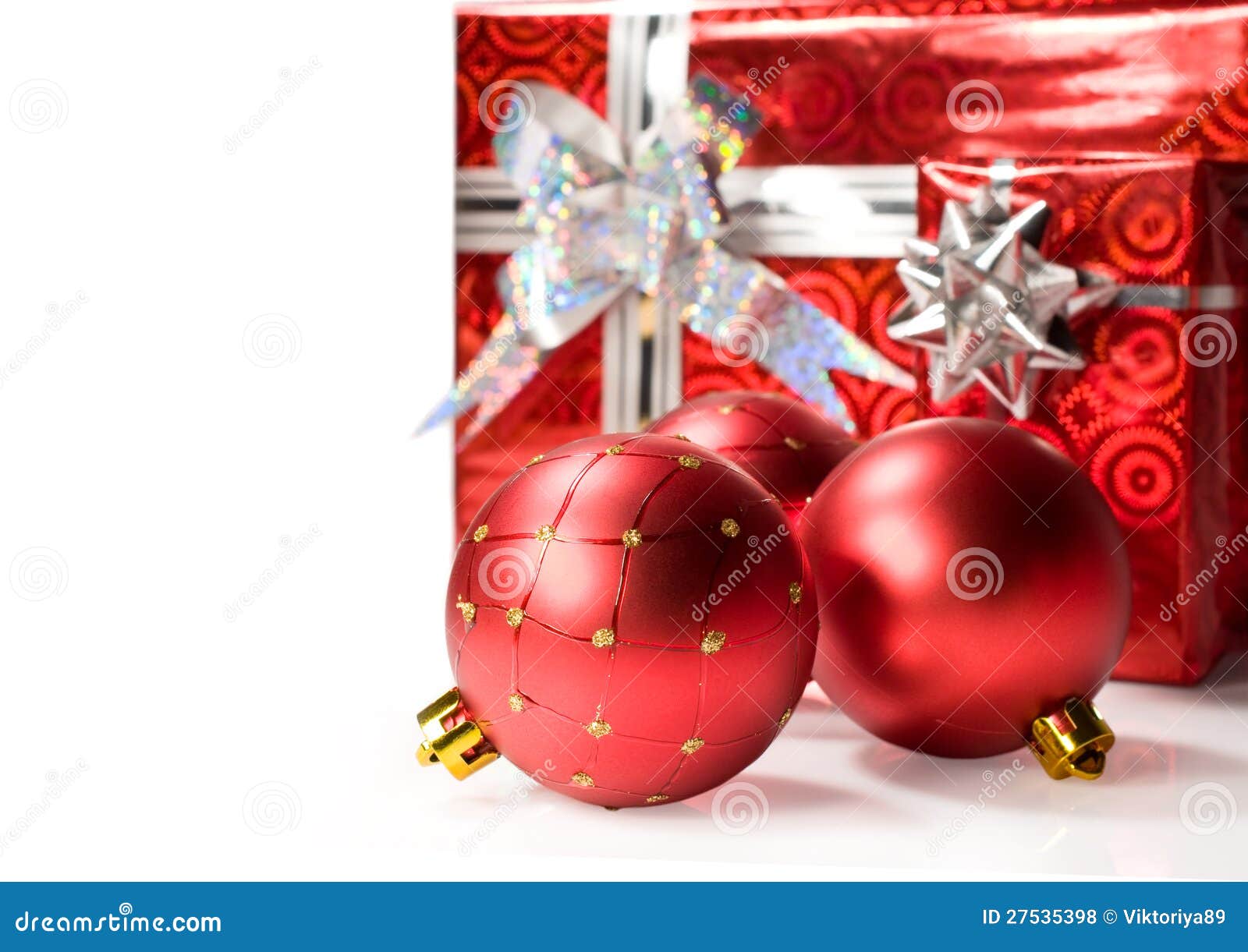 Christmas balls and gifts stock photo. Image of year 27535398
