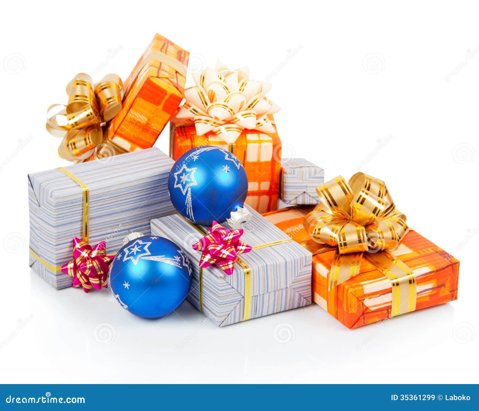 Christmas balls and gifts stock image. Image of colorful 35361299