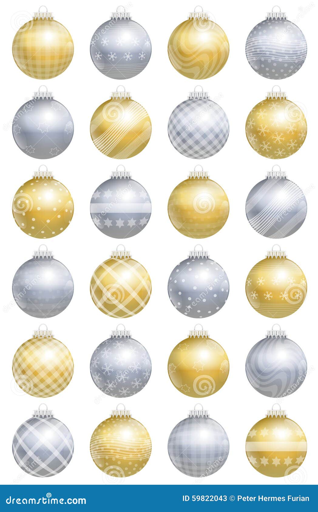 Christmas Balls Gold Silver Pattern Stock Vector Illustration of