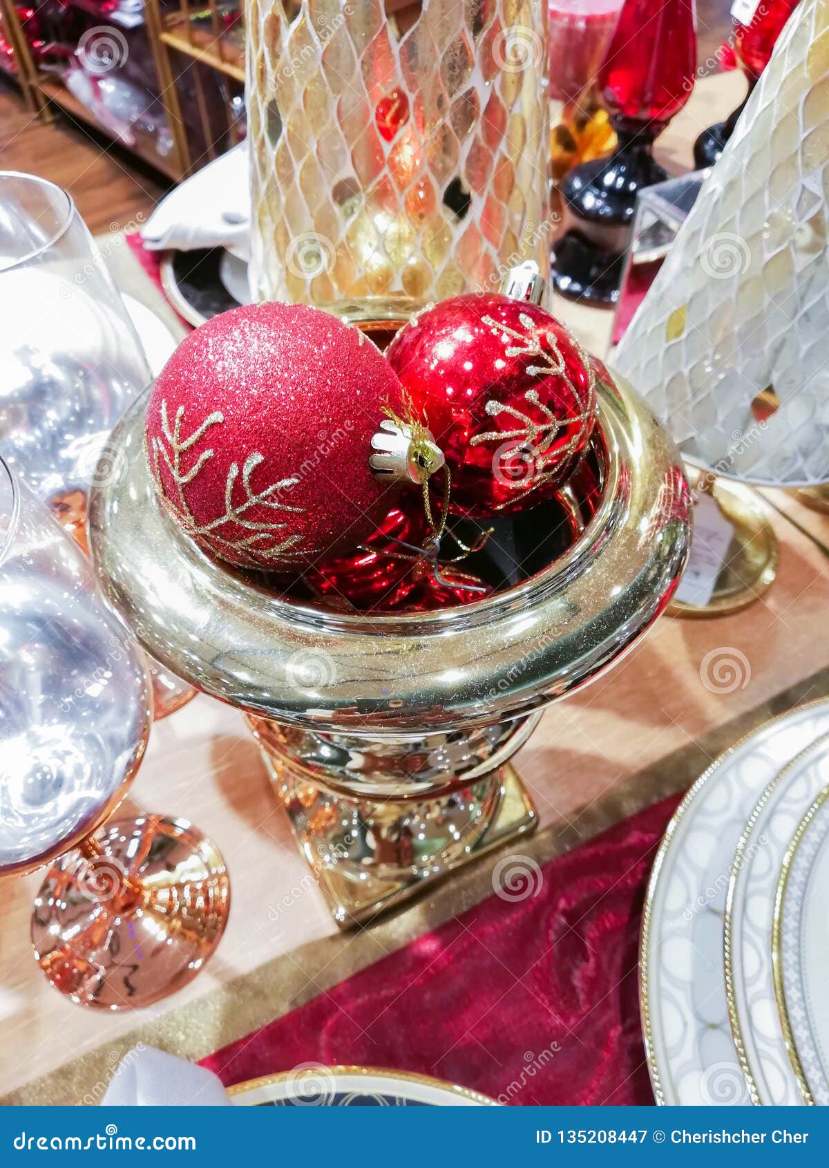 Christmas Balls in a Golden Cup. Stock Image - Image of holiday, balls ...