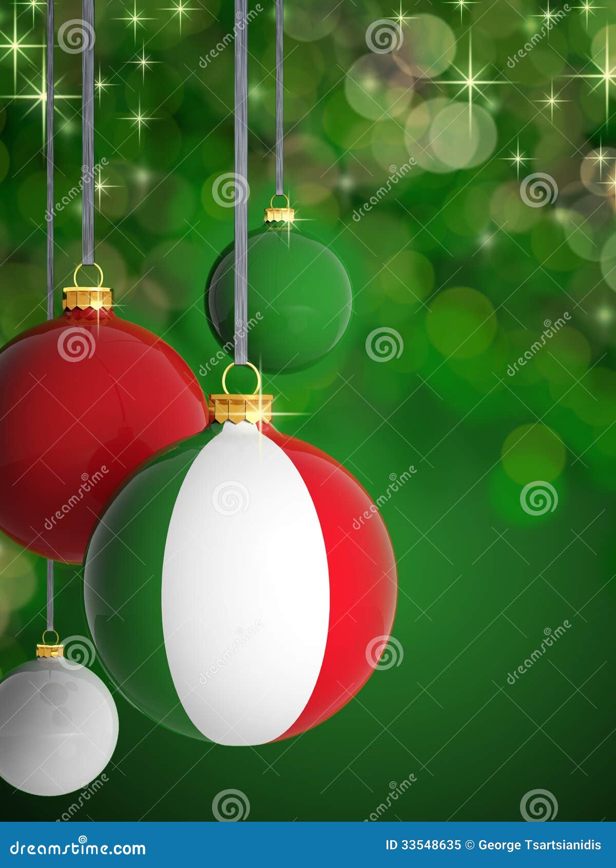 Christmas Balls With Italian Flag Royalty Free Stock Photo 