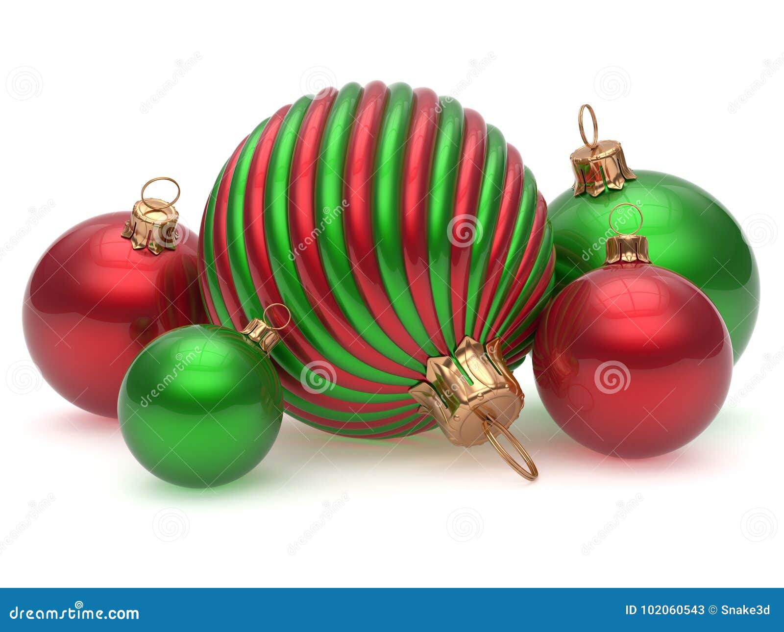 Christmas Balls New Year`s Eve Adornment Decoration Green Red Stock ...