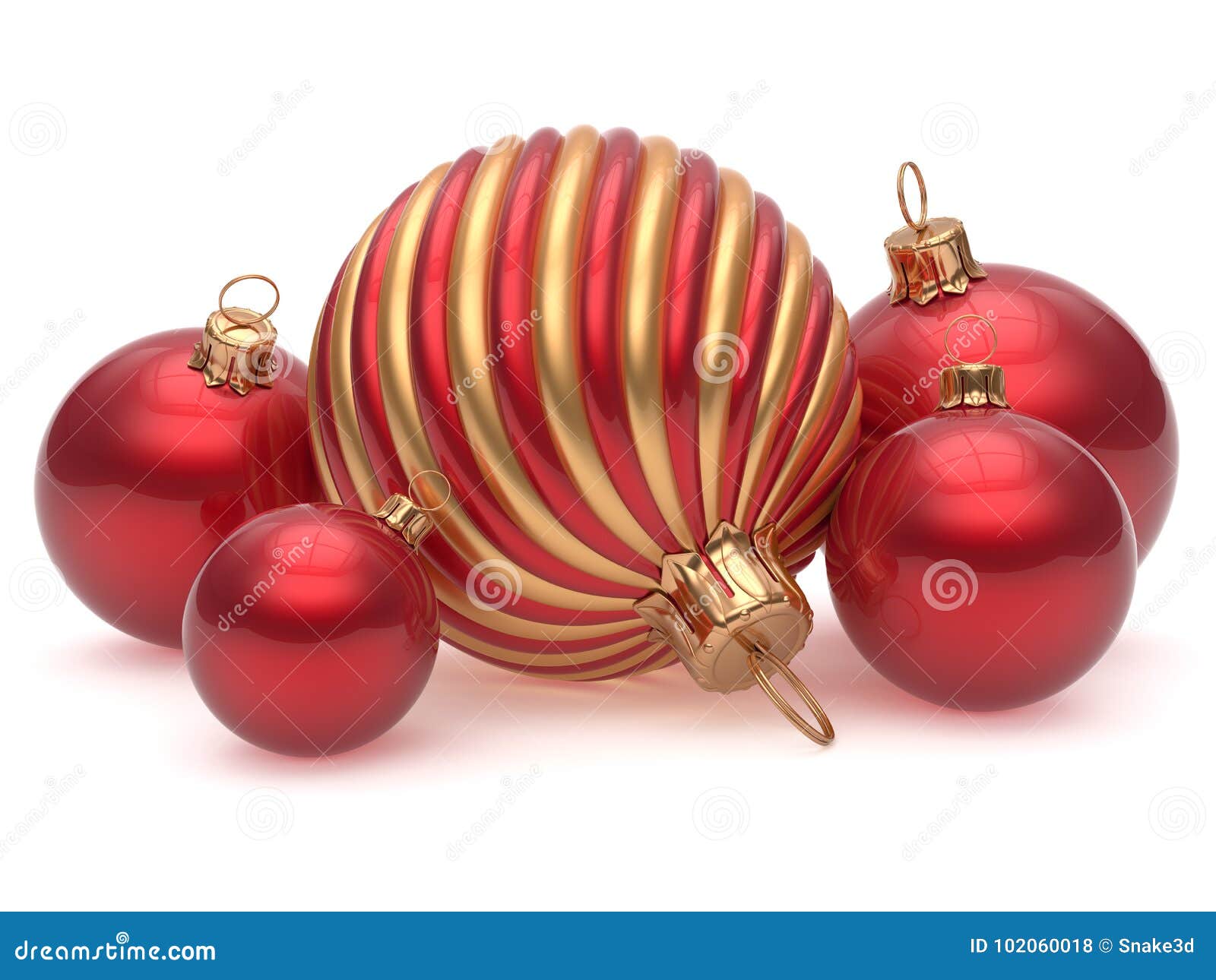 Christmas Balls New Year`s Eve Adornment Decoration Red Golden Stock ...