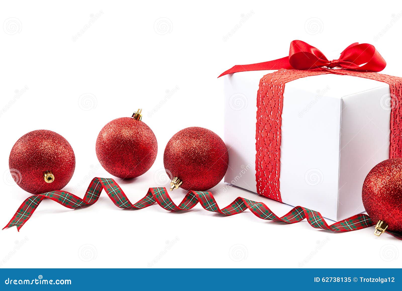 Christmas Balls and Packaging with Gift. Stock Image Image of decorative, merry 62738135