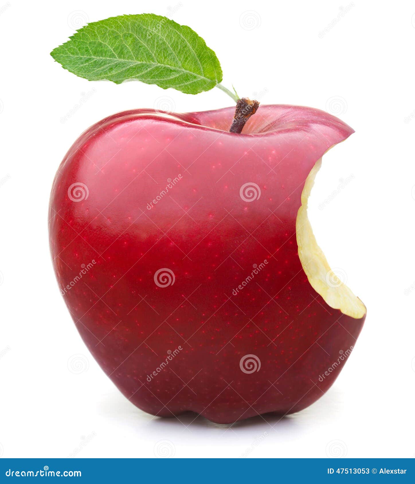 red apple missing a bite