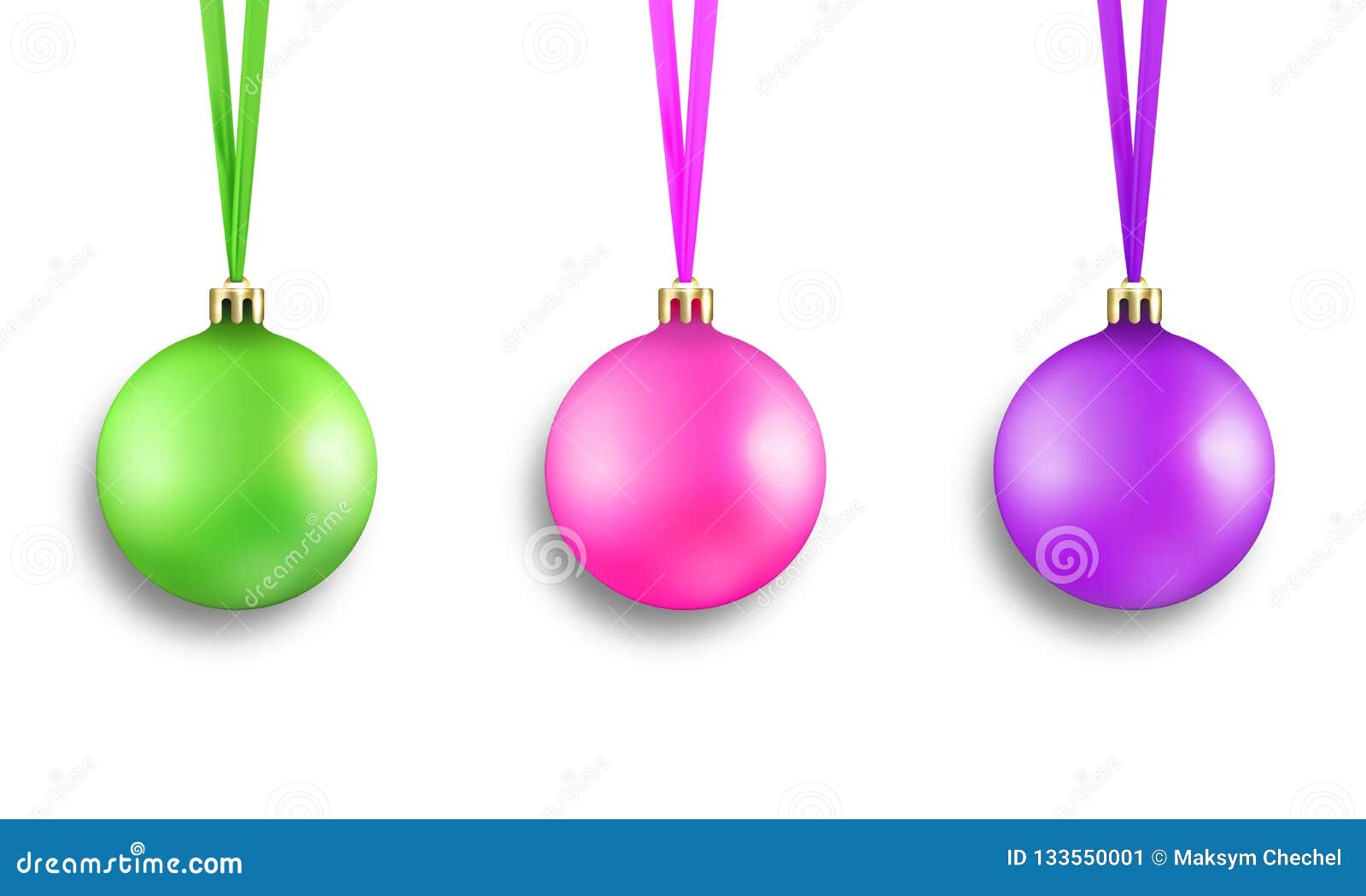 Christmas Balls. Set of Colorful Realistic Xmas Balls Decorations with ...