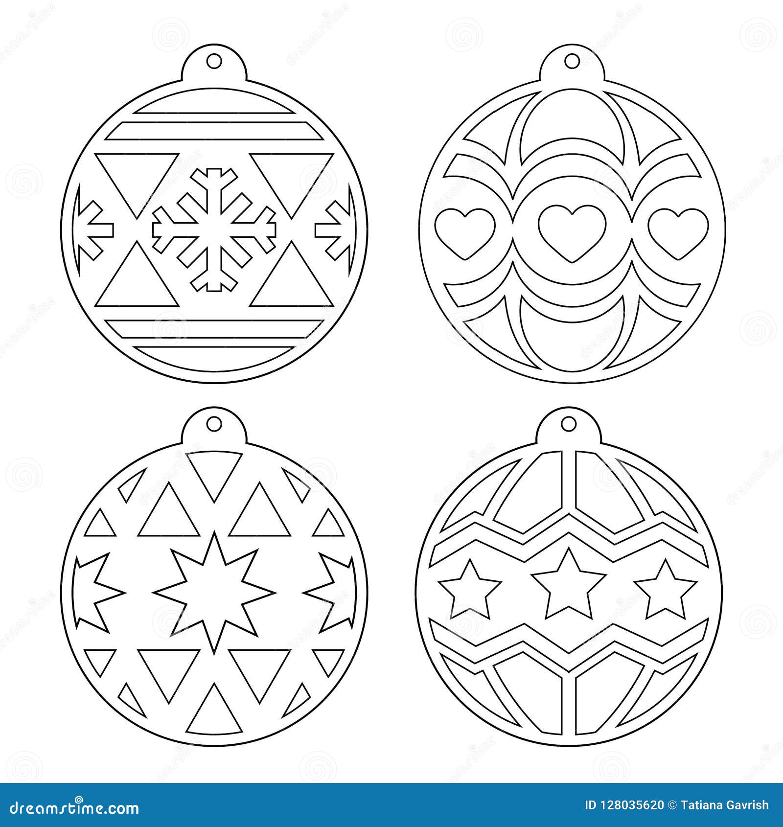 Download Christmas Balls. Stencil. Vector Outline Image On A White Background. Stock Vector ...