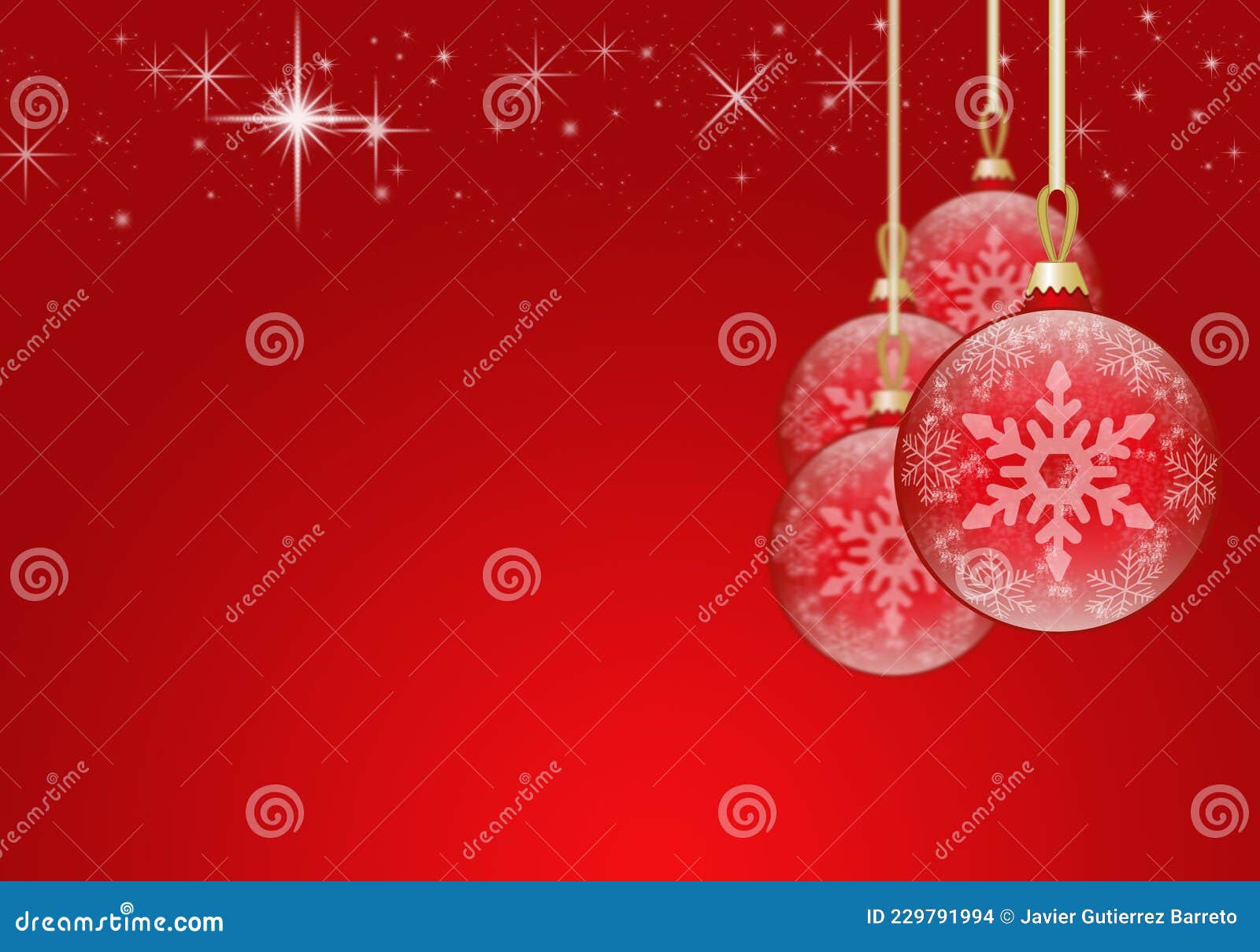 Christmas Balls on a Starry Red Background Stock Illustration