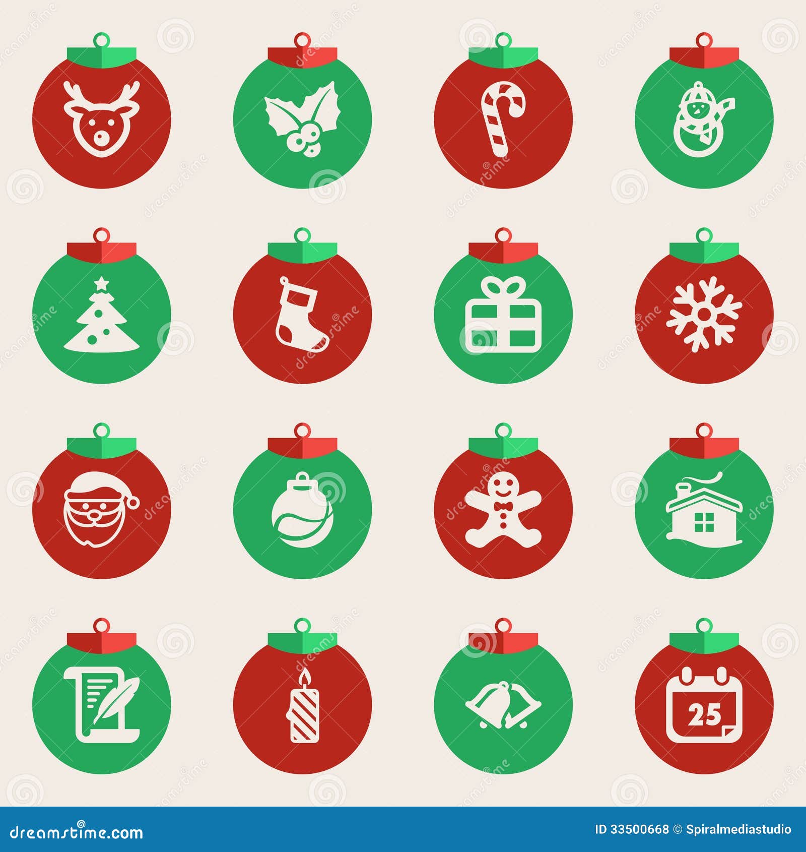 Christmas Balls With Symbols Of Christmas Royalty Free 