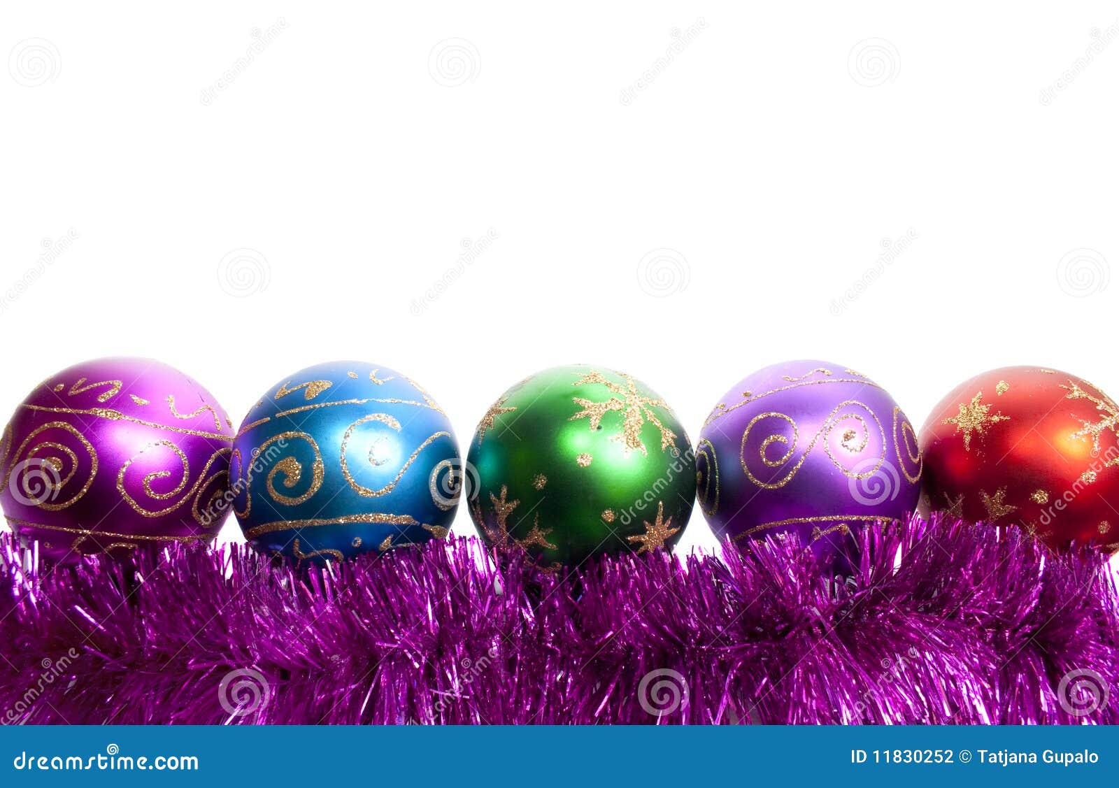 Christmas balls and tinsel stock photo. Image of ball 11830252