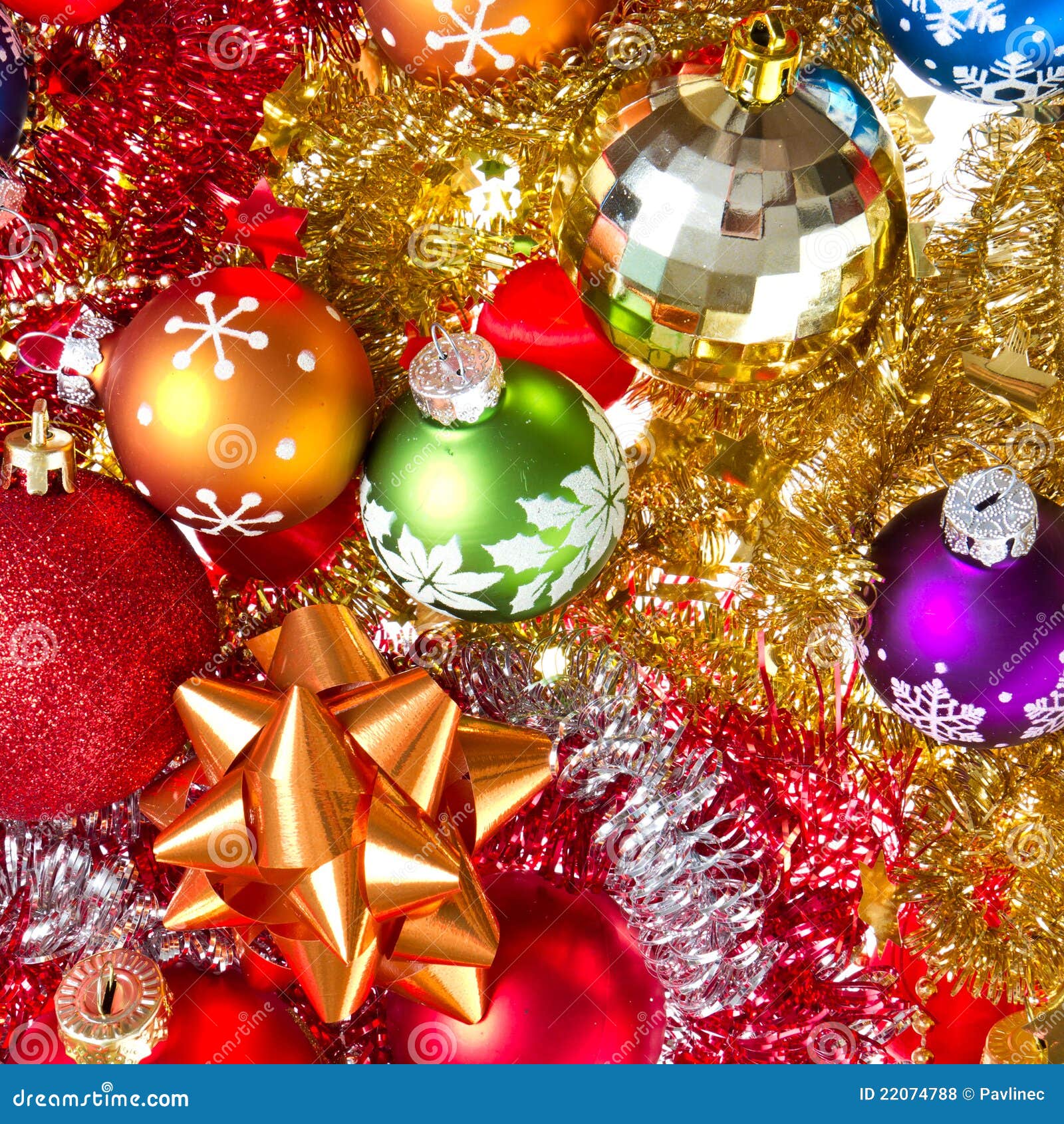 Christmas balls and tinsel stock photo. Image of tinsel 22074788