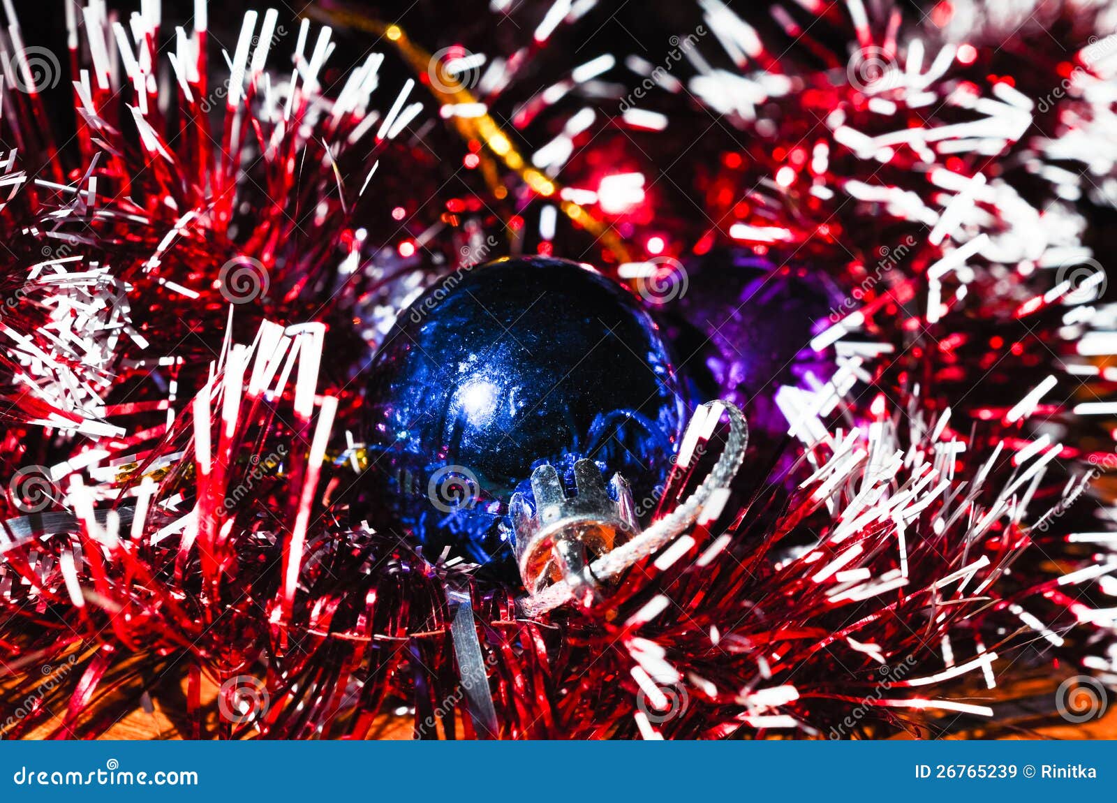 Christmas Balls with Tinsel Stock Image Image of cold, winter 26765239