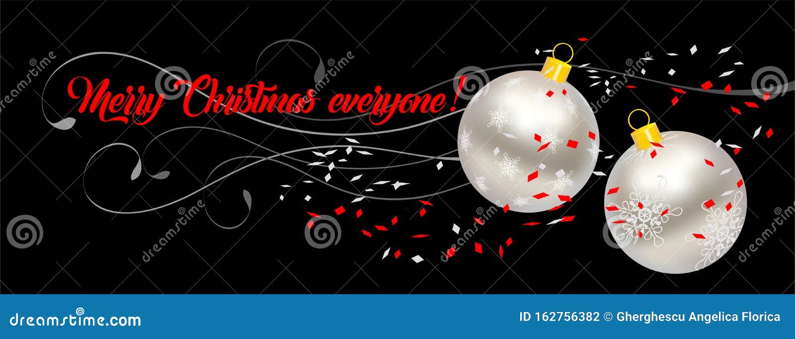 christmas banner with christmas balls and confeti - 