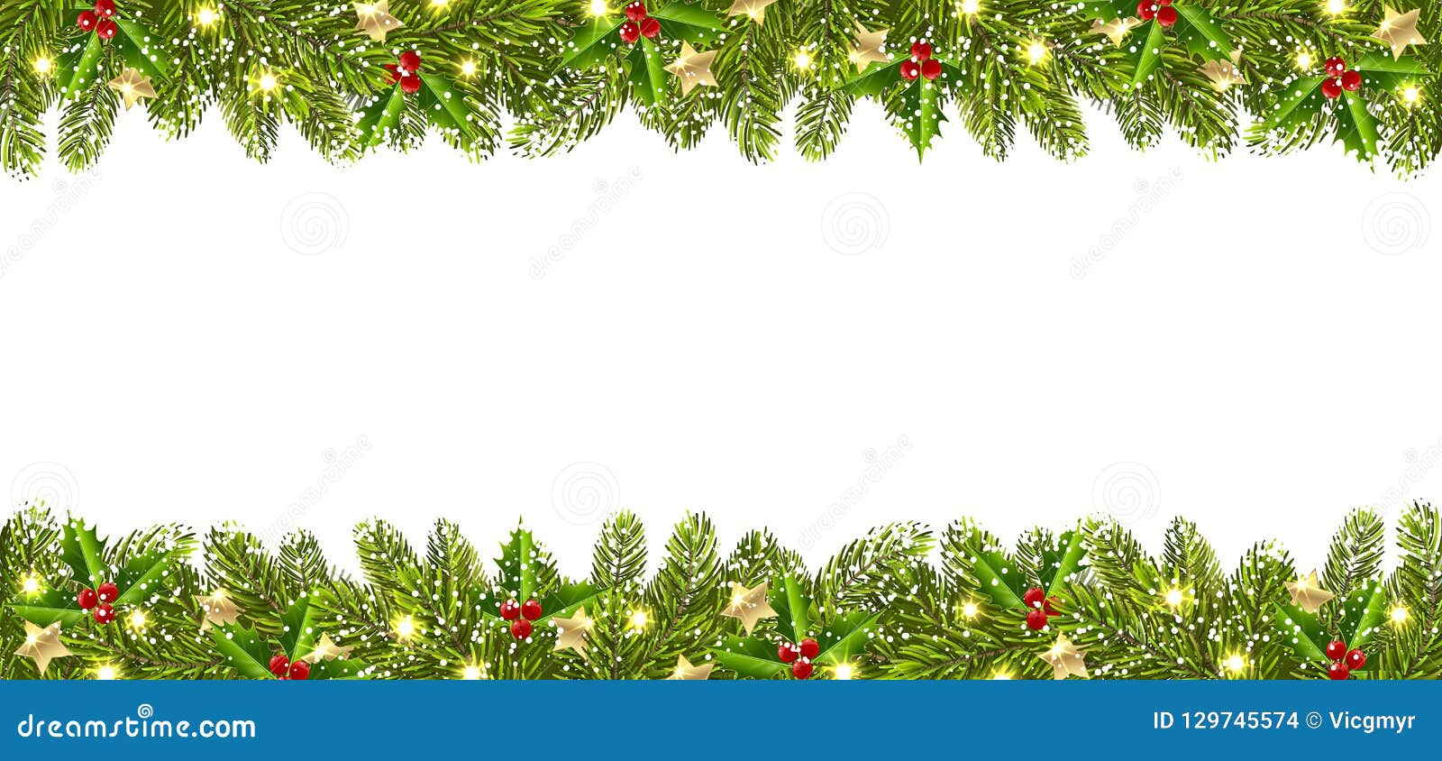 Christmas Banner with Christmas Tree Garland Stock Vector