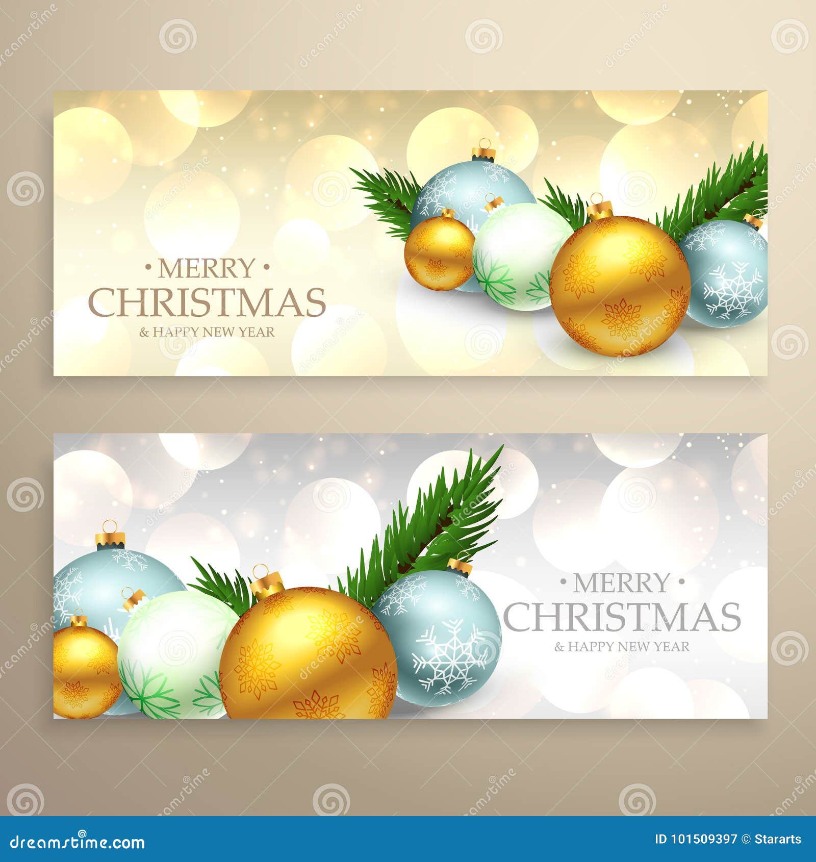 Christmas Banners Set with Realistic Xmas Balls Stock Vector ...