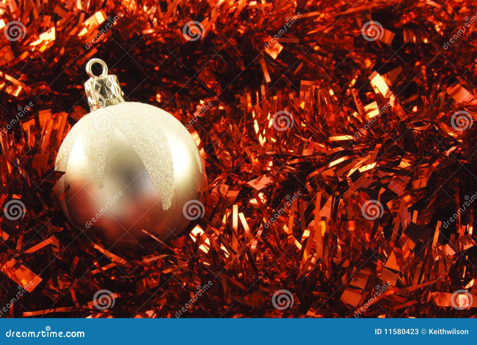 Christmas Bauble And Tinsel Stock Image Image of tinsel, round 11580423