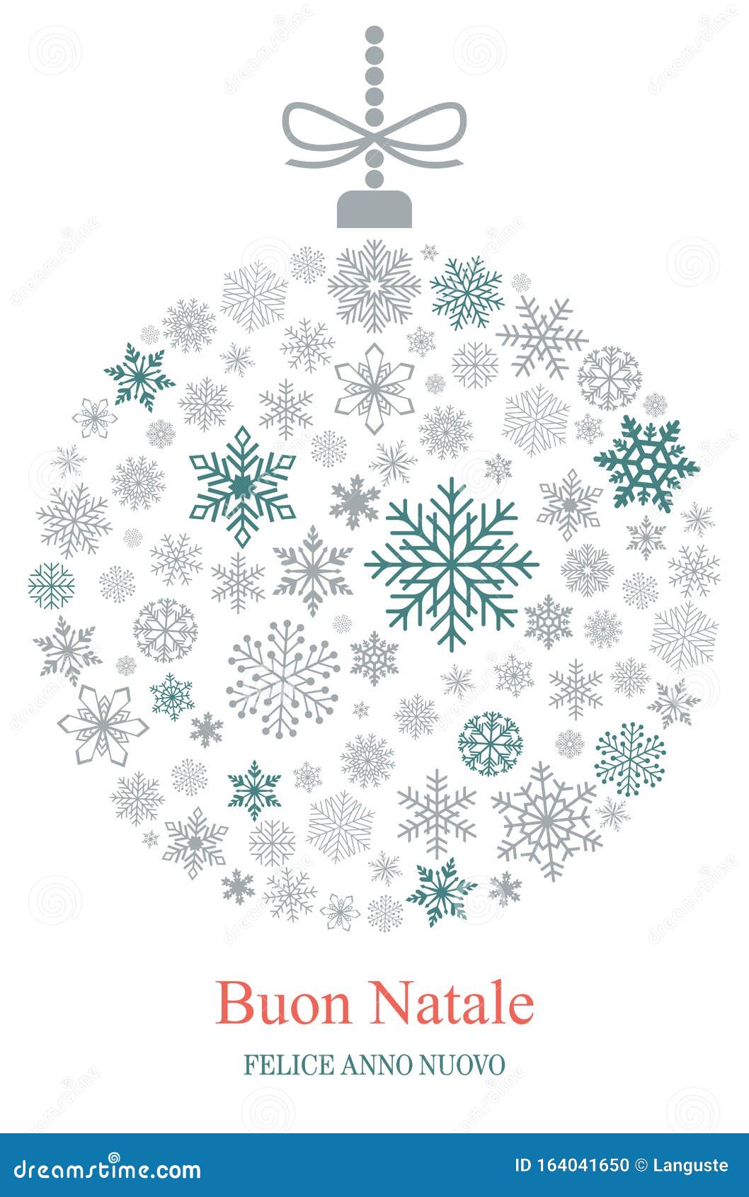 Buon Natale Translation.Christmas Bauble Vector With Snowflakes And Italian Christmas Greetings On White Background Stock Vector Illustration Of Decoration Grey 164041650