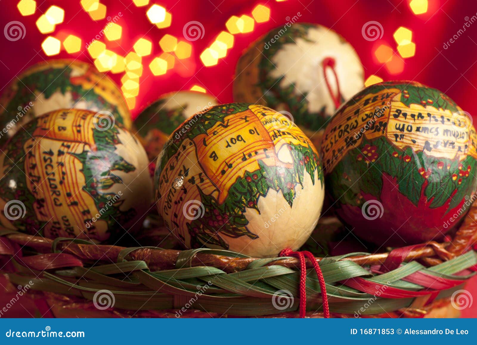 Christmas Baubles in a Basket Stock Image Image of christmas