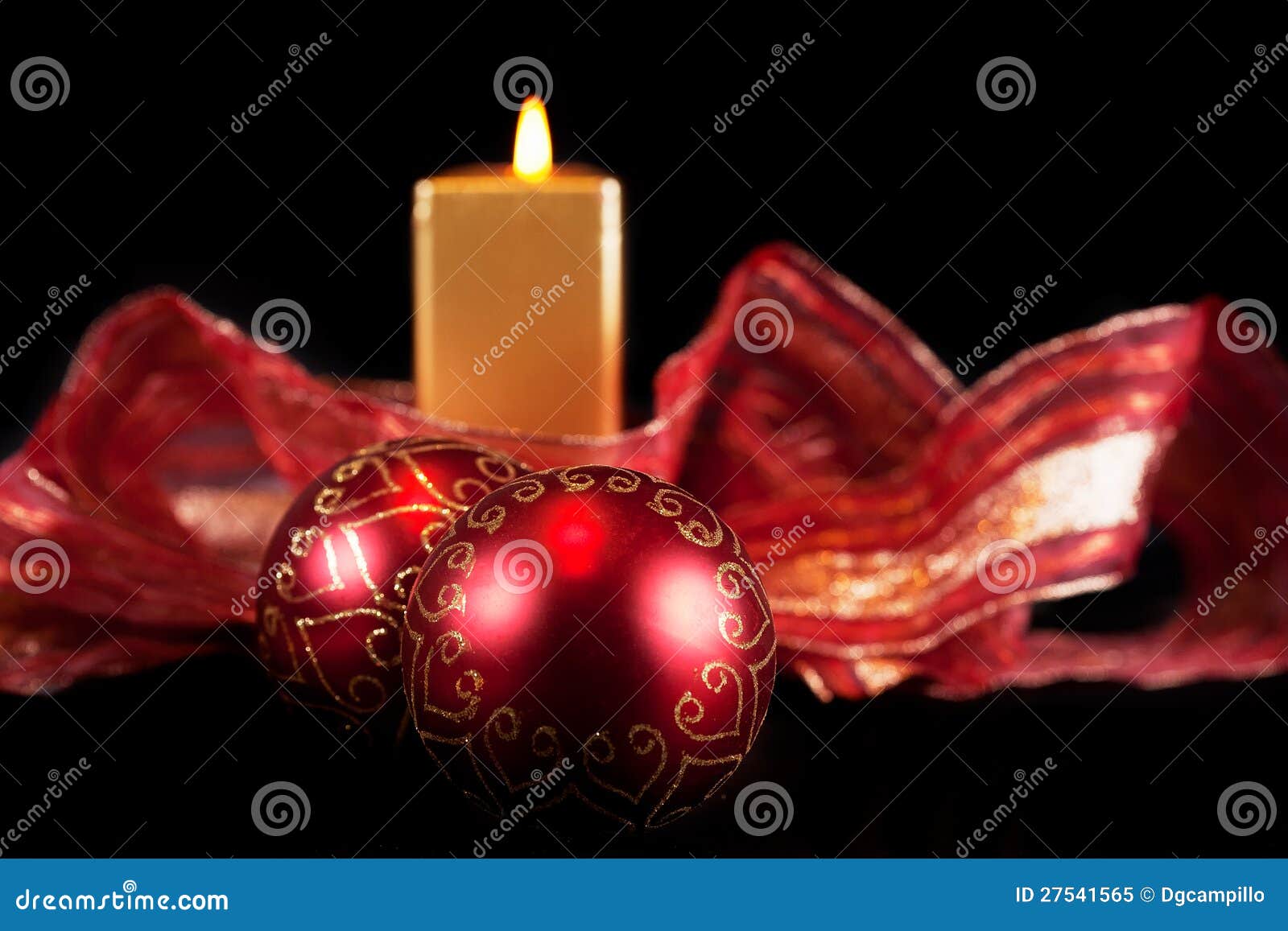 Christmas Baubles and Candle Stock Image Image of balls, year 27541565