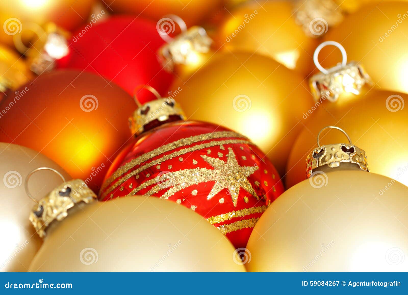 Christmas Baubles Red Gold Star Stock Image - Image of star, golden ...