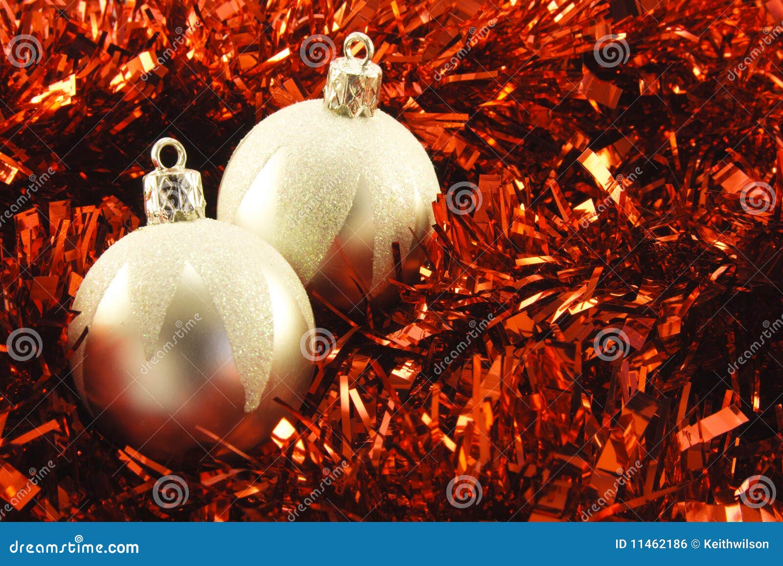 Christmas Baubles and Tinsel Stock Photo Image of bauble, decorative