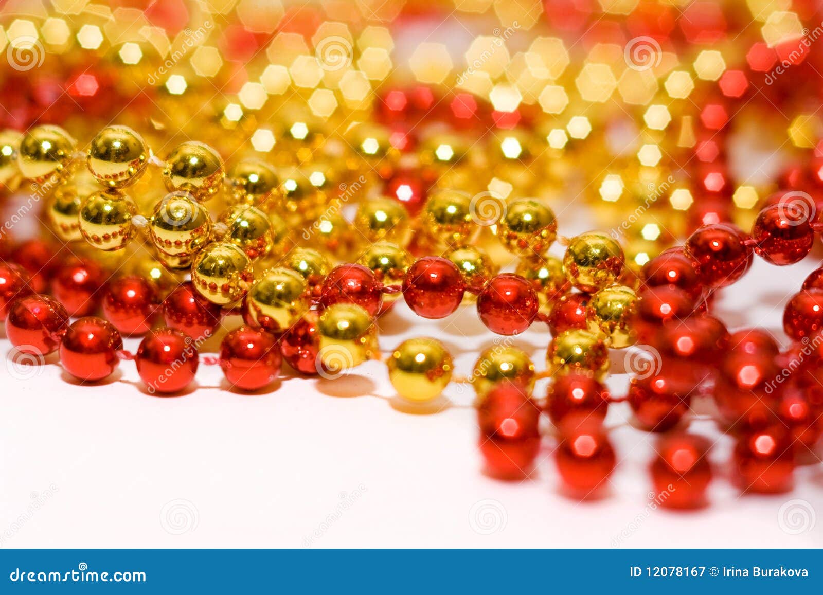 Christmas beads and lights stock image. Image of winter 12078167