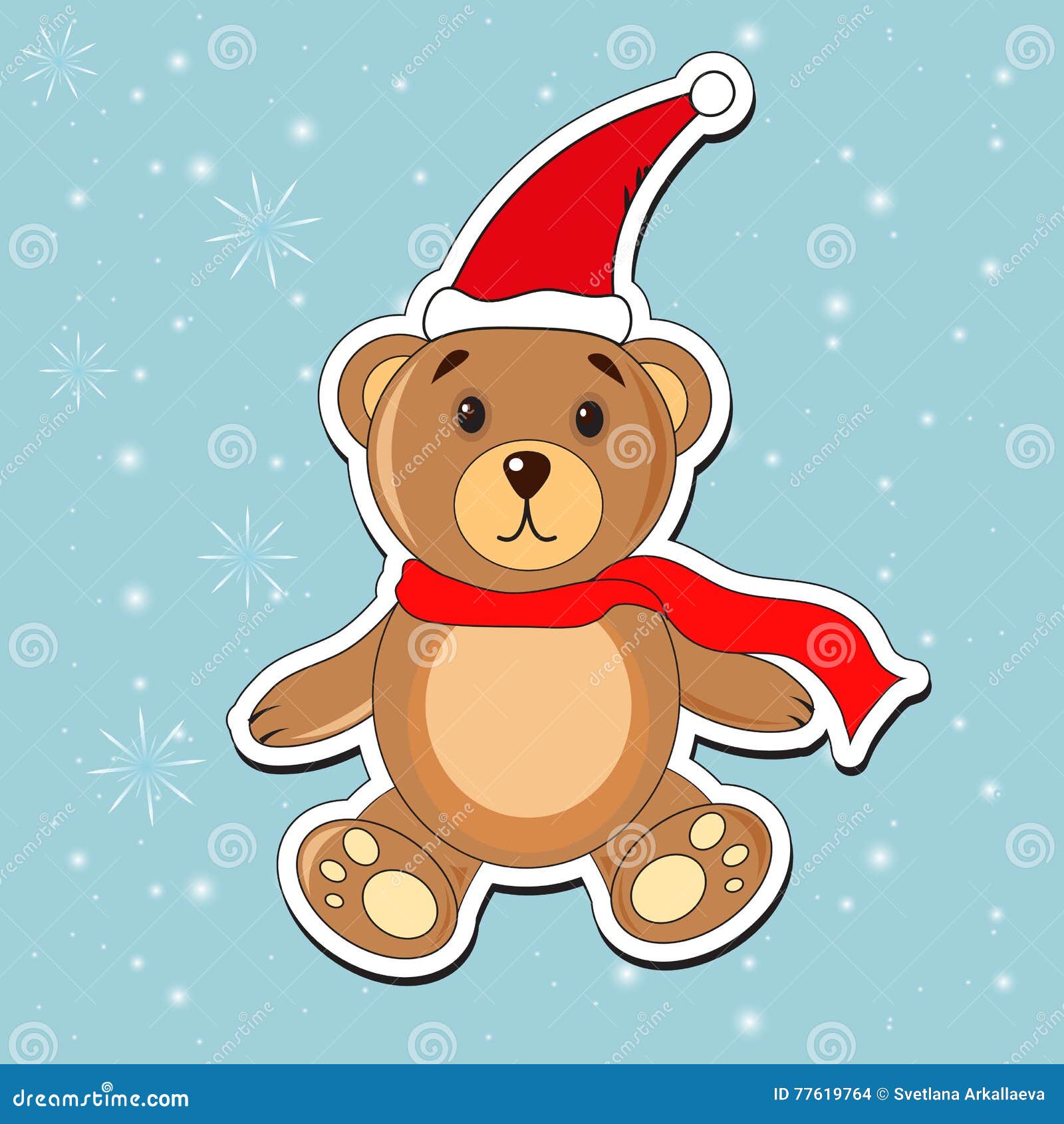Christmas Bear in a Cap of Santa Claus Stock Vector Illustration of clip, greeting 77619764