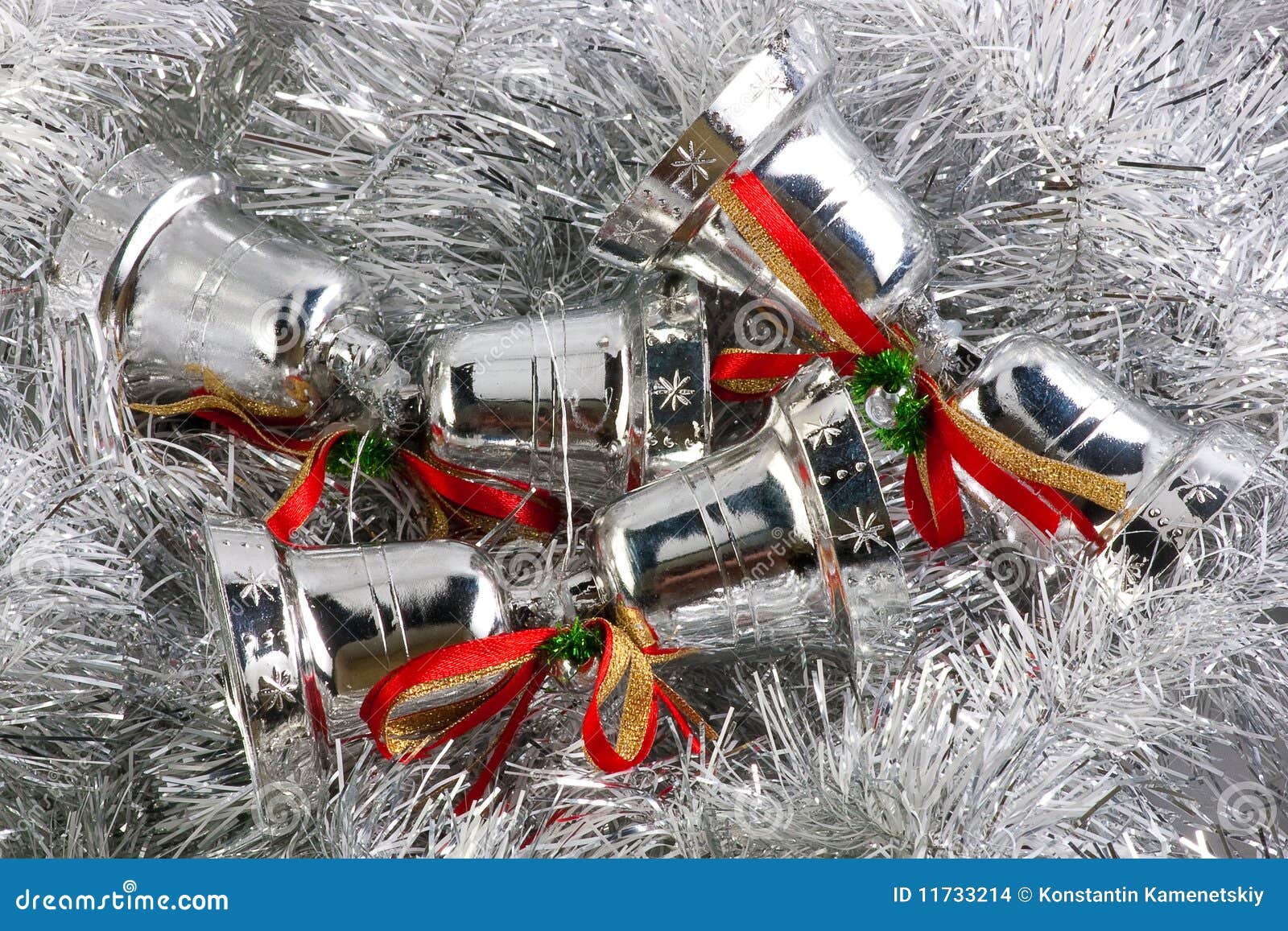 Christmas Bell In Silver Garland Stock Photo Image of macro, objects