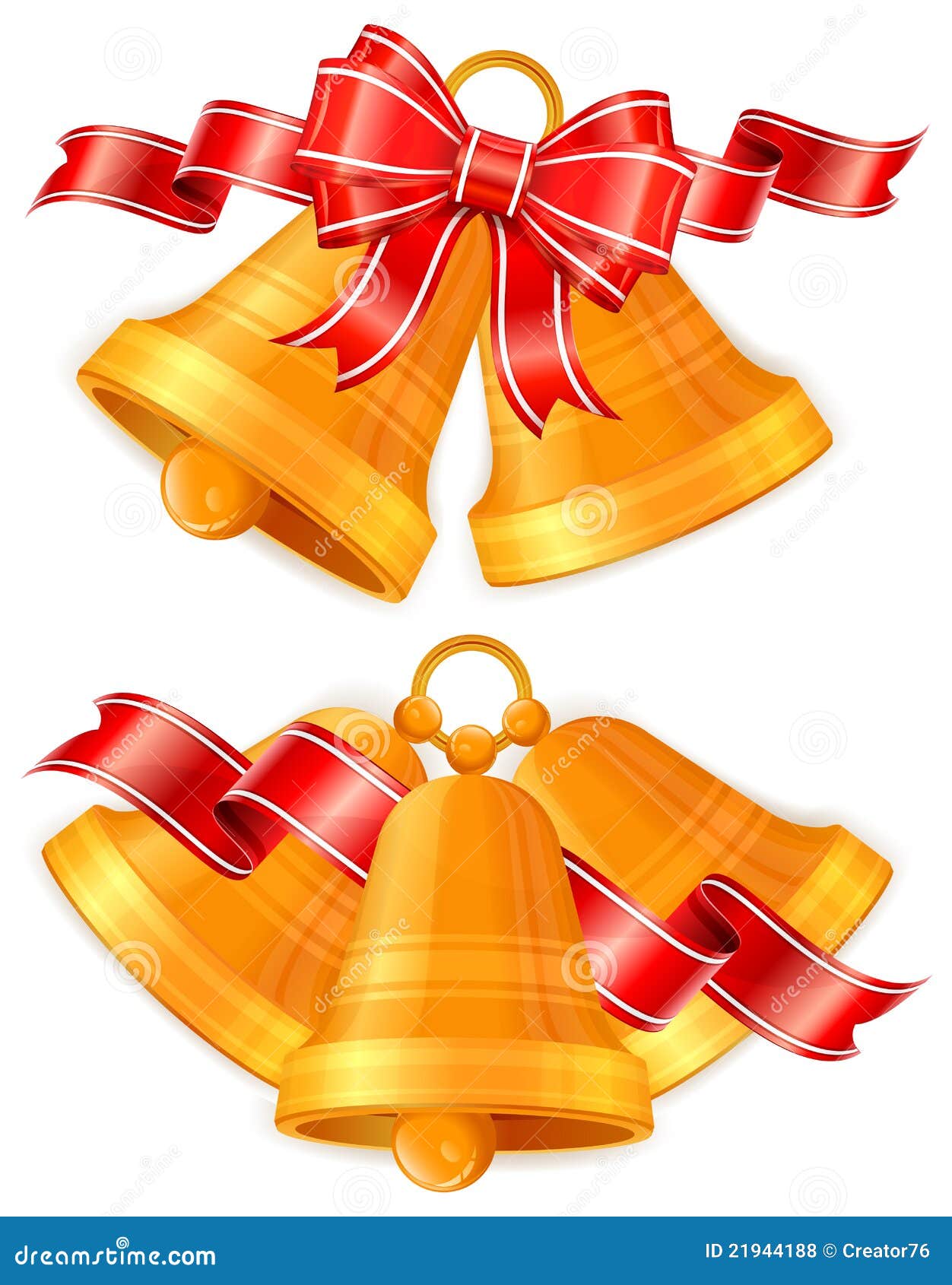 Christmas bells with bow stock vector. Illustration of shiny - 21944188