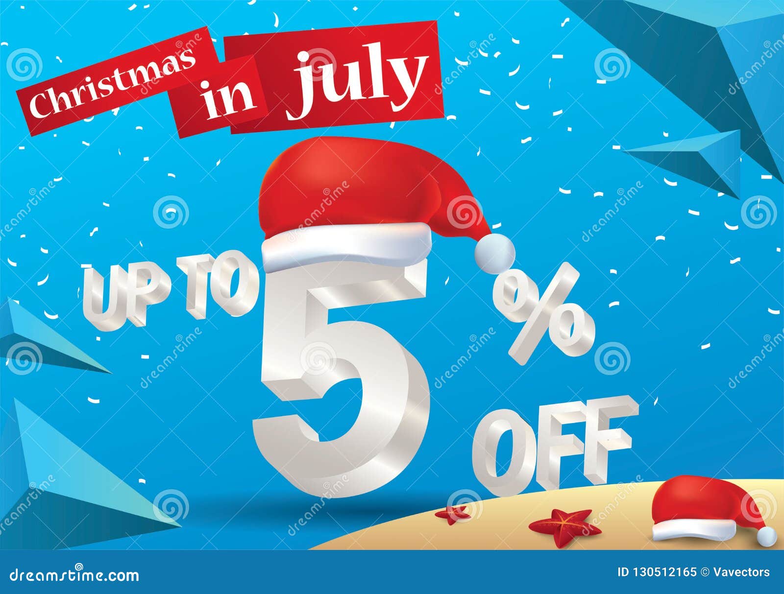 Christmas Sale in July Design with 3d Concept Stock Vector