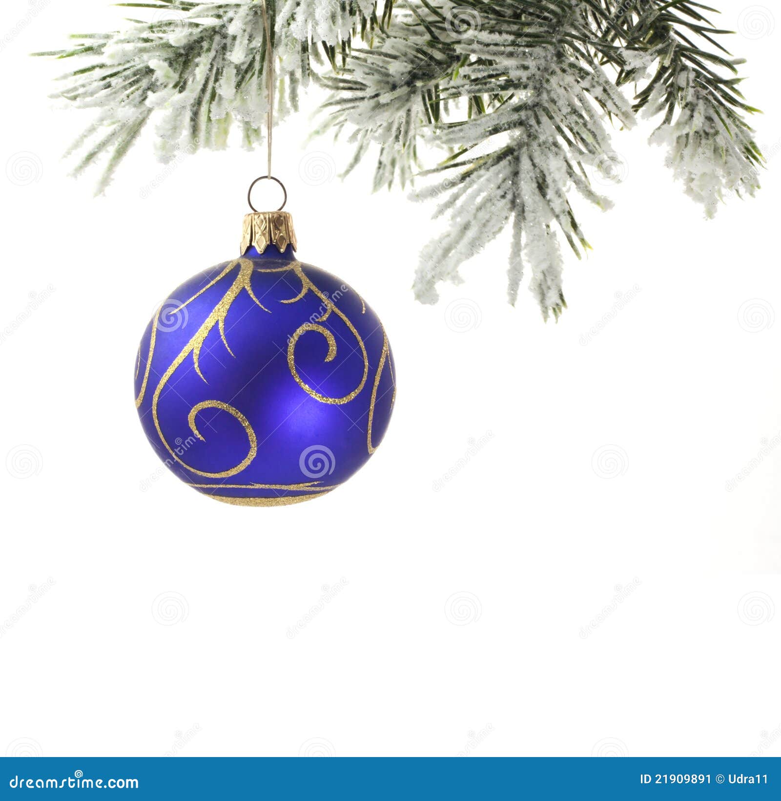 Christmas Blue Bauble and Tree Isolated Stock Image Image of balls