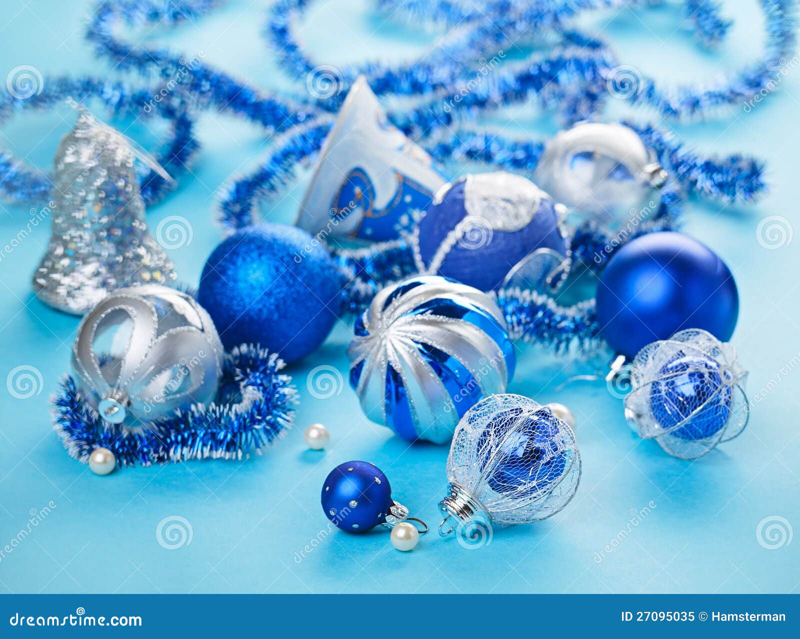 Christmas Blue Decorations Still Life Stock Image Image of festive, decor 27095035
