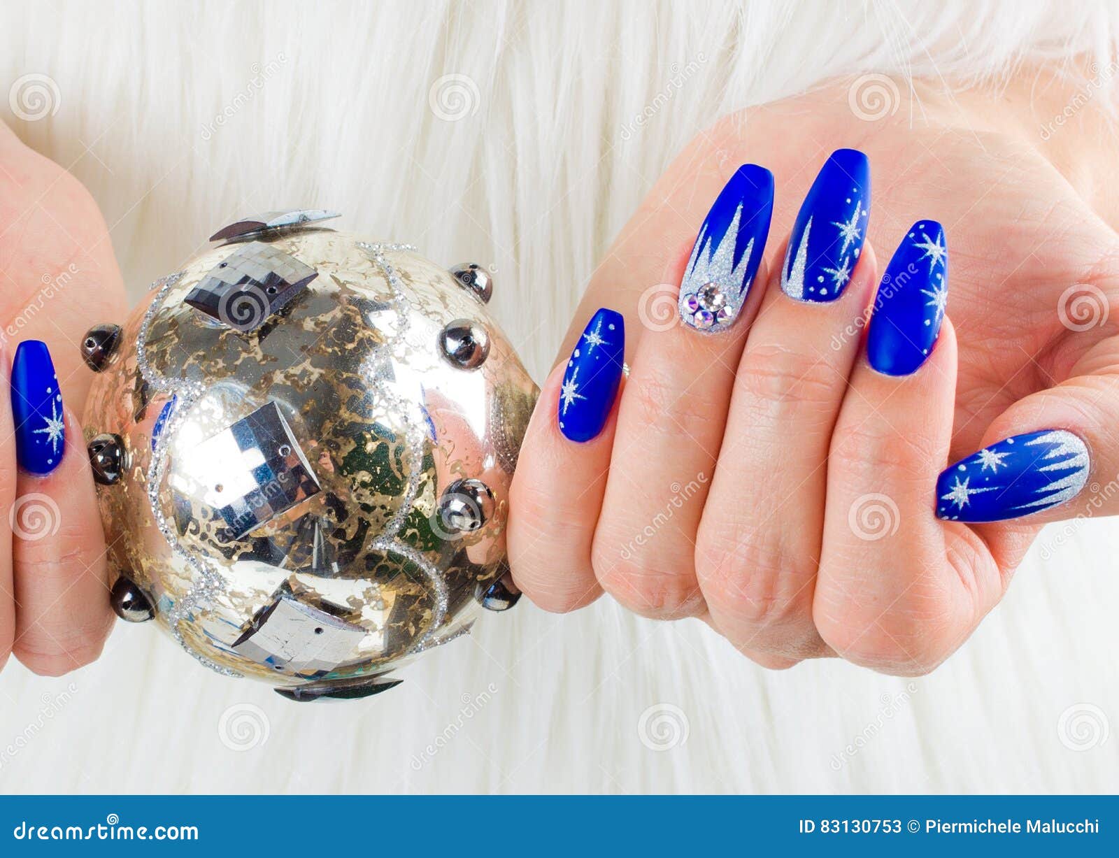 Christmas blue nails stock image. Image of nail, design - 83130753