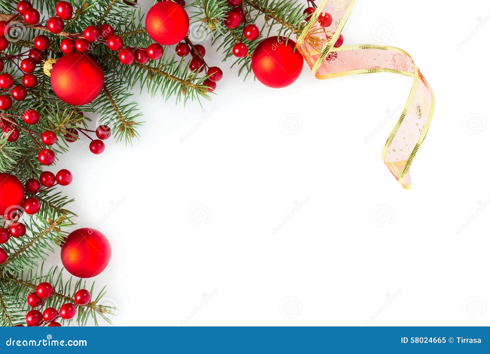 Christmas holiday border with evergreen branches on rustic cedar