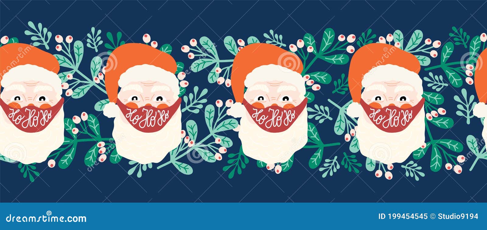 Download Christmas Border Coronavirus Seamless. Santa Claus Wearing ...