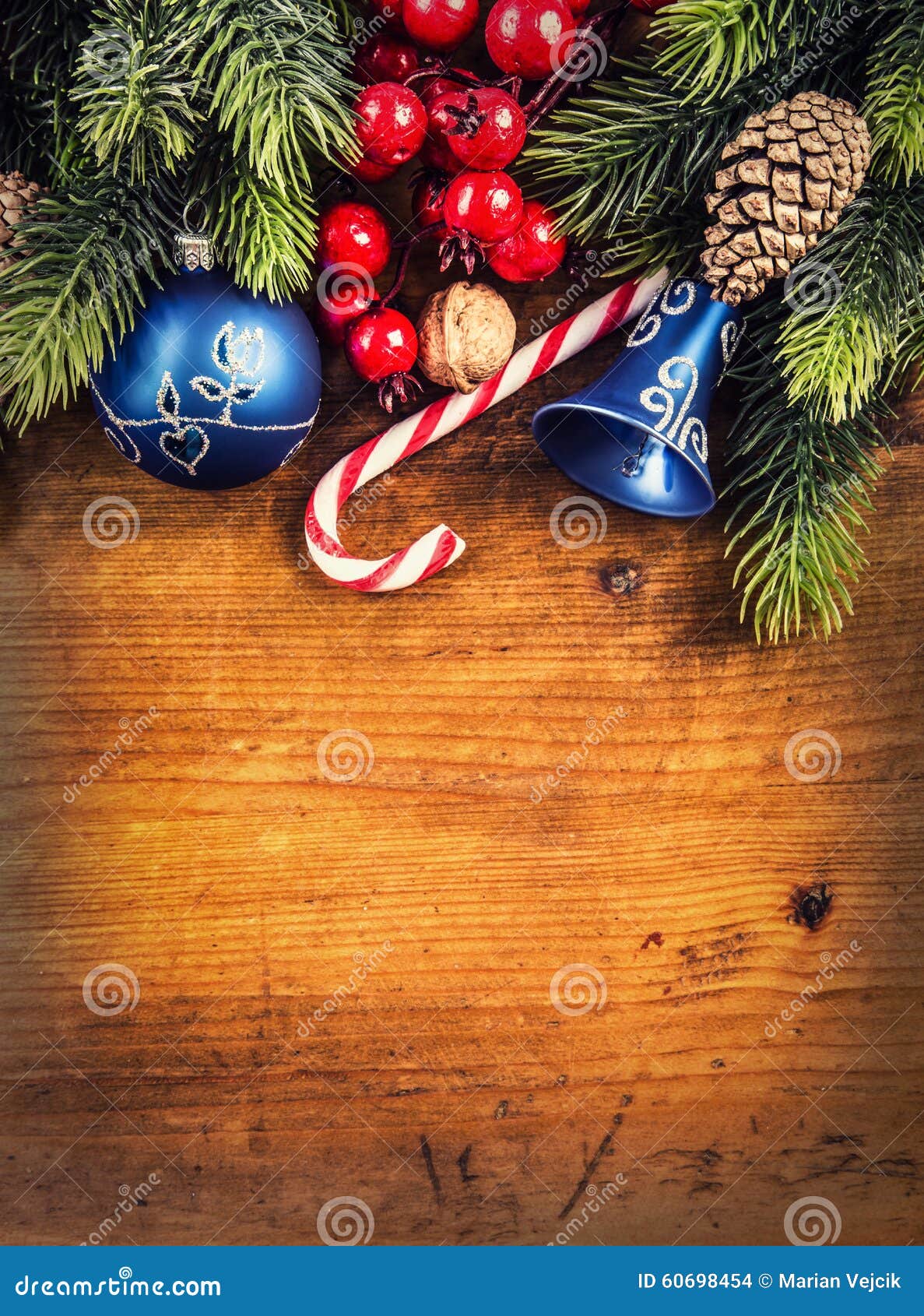 Christmas Border Design on the Wooden Background Stock Photo - Image of ...