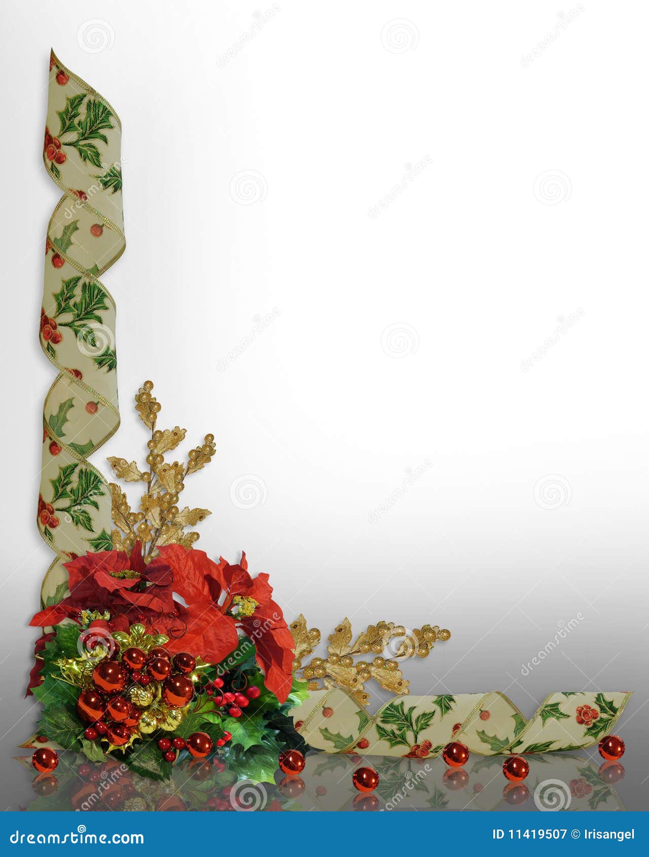 christmas border holly ribbons elegant stock illustration christmas ornaments photo frames