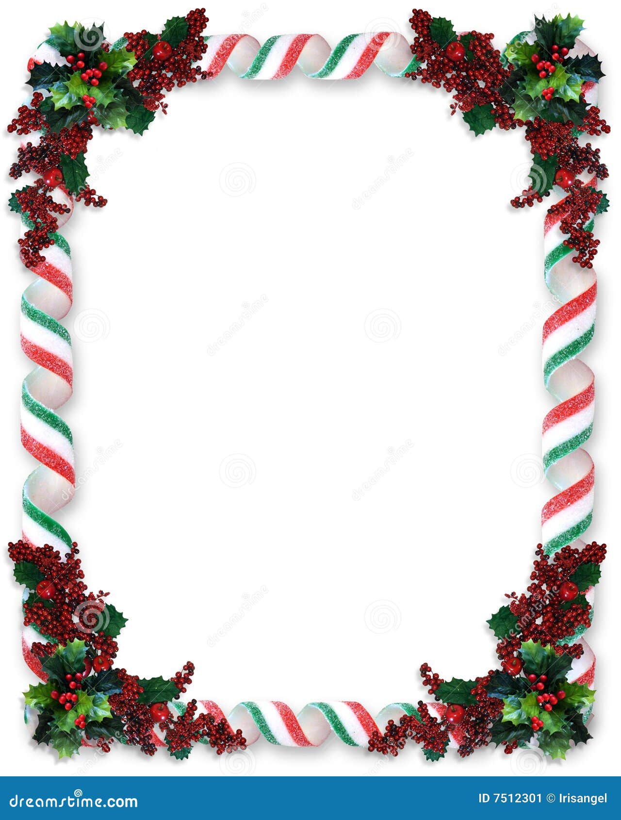 Christmas Border Ribbon Candy Stock Illustration  Illustration of holly, traditional: 7512301