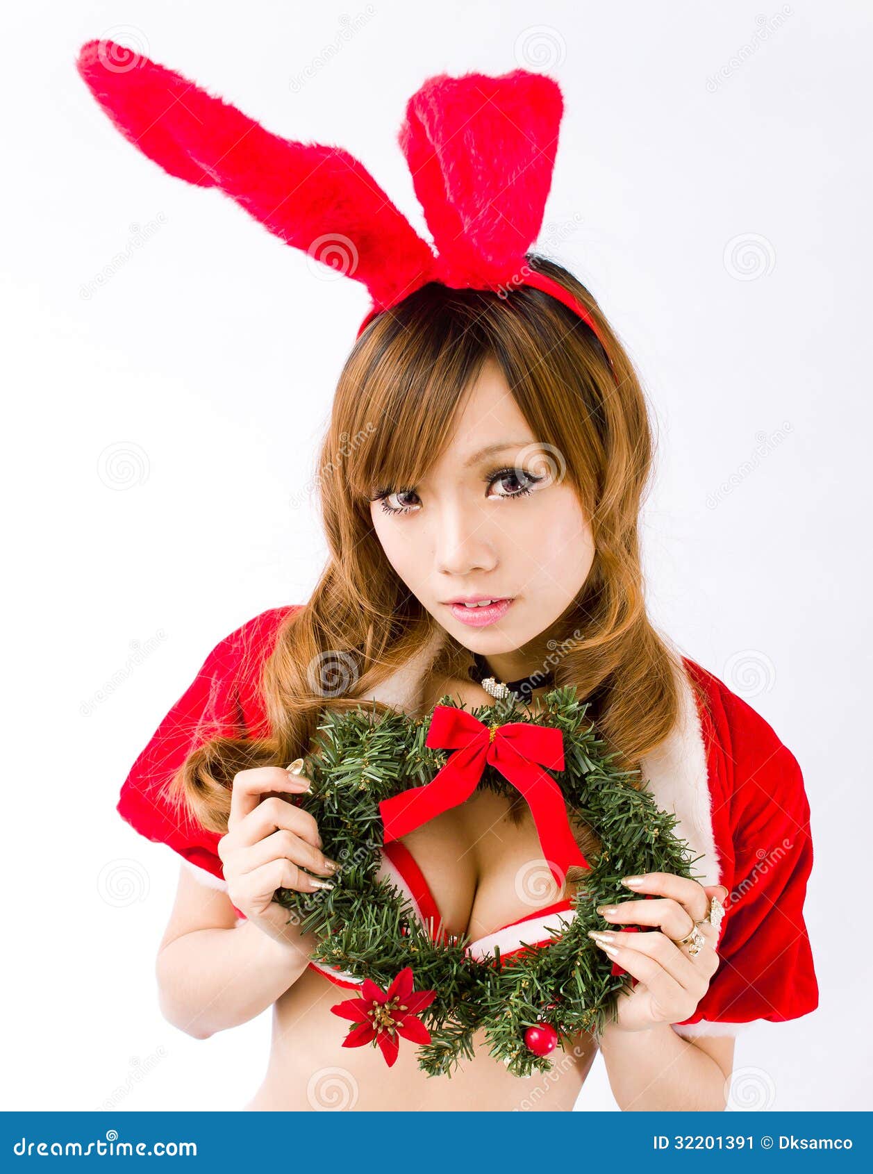 Christmas Bunny Girl Japanese Style Stock Image  Image 