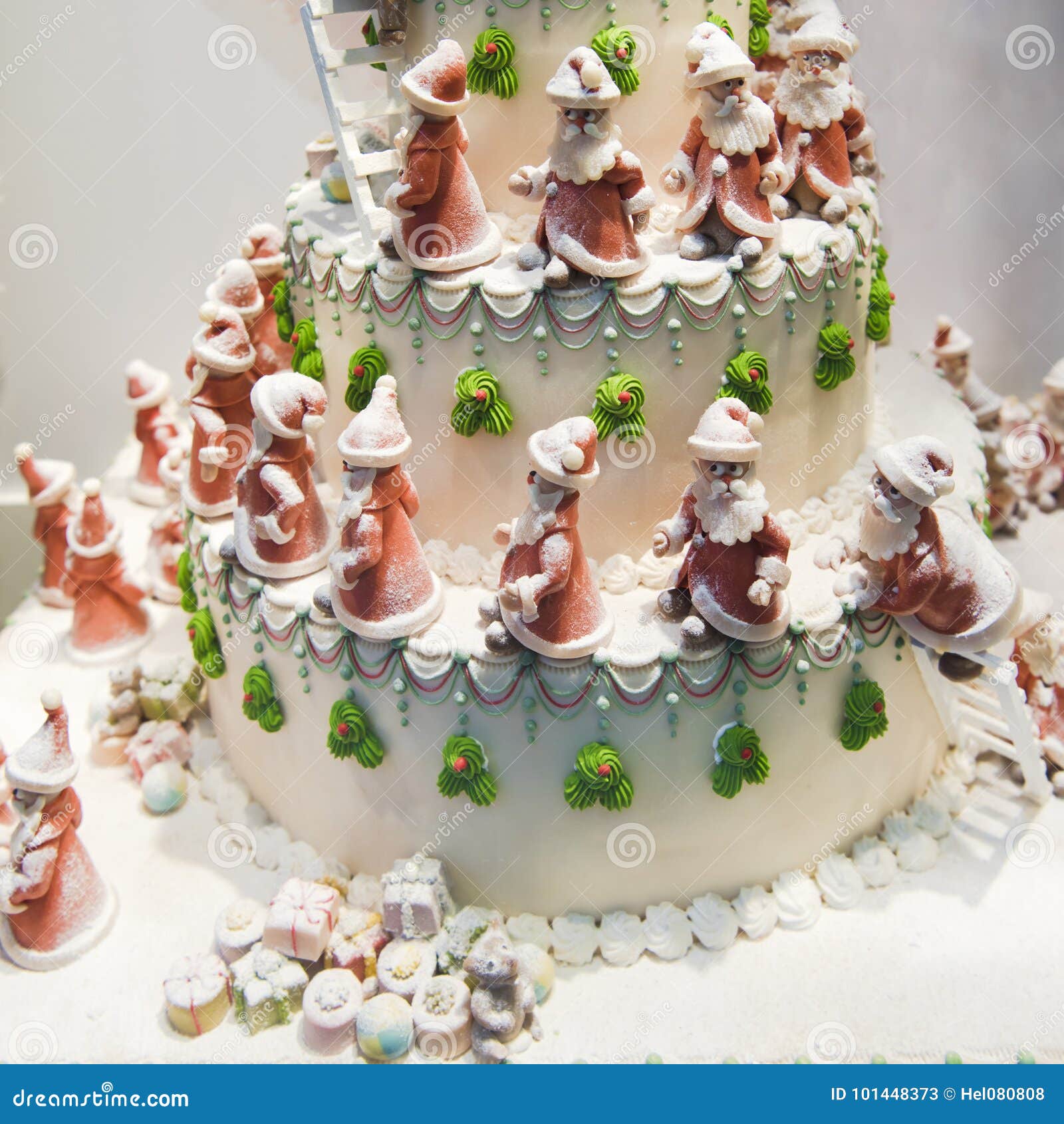 christmas cake with lots of santas