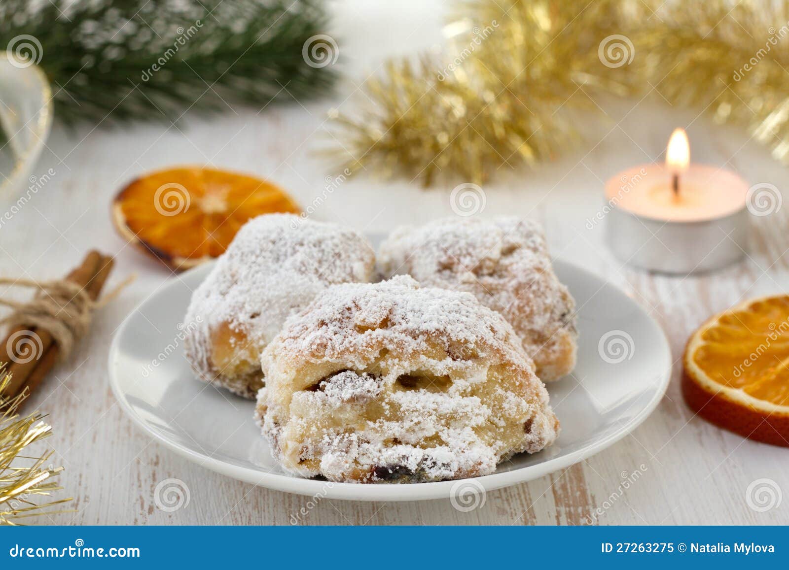 Christmas Cake with Powdered Sugar Stock Image Image of cookies
