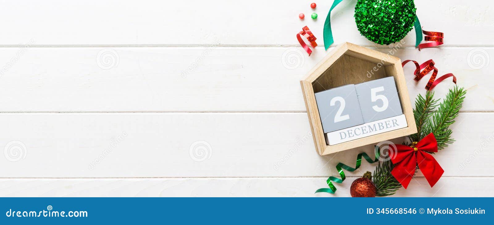 christmas calendar 25 december. christmas gift, fir branches, pine cones. flat lay, top view. new year decorations on a