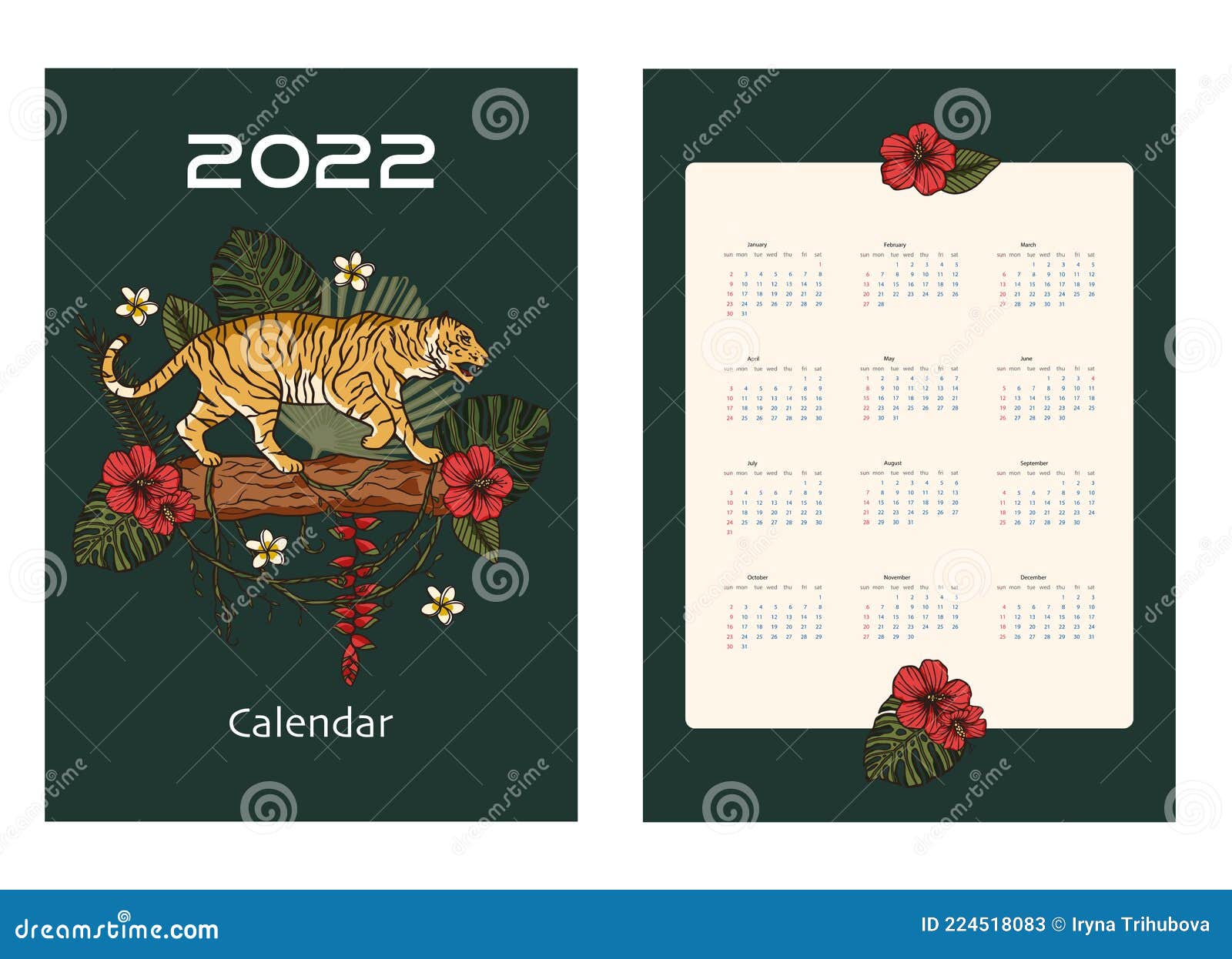Christmas 2022 Calendar Christmas 2022 Calendar With Tiger Animal. Stock Vector - Illustration Of  Print, China: 224518083