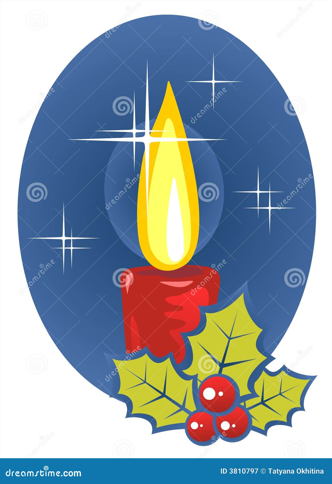 Christmas candle stock vector. Illustration of foliage 3810797