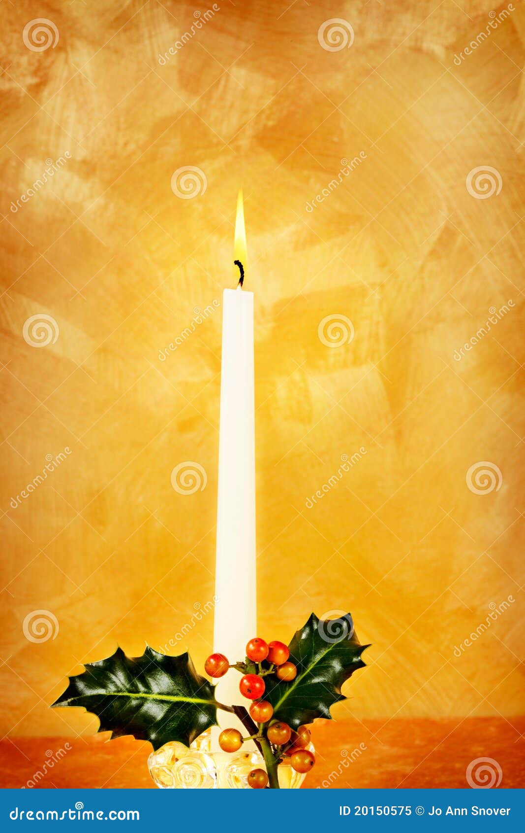 Christmas Candle with Holly Stock Image Image of bright, burning