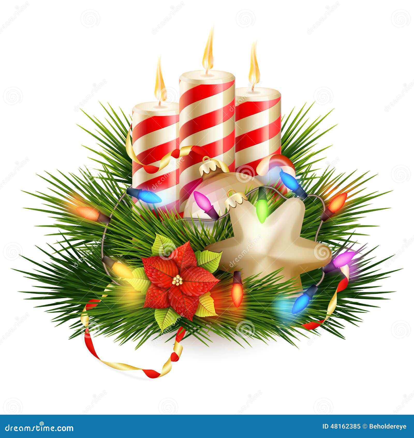 Christmas Candle Illustration. EPS 10 Stock Vector Illustration of