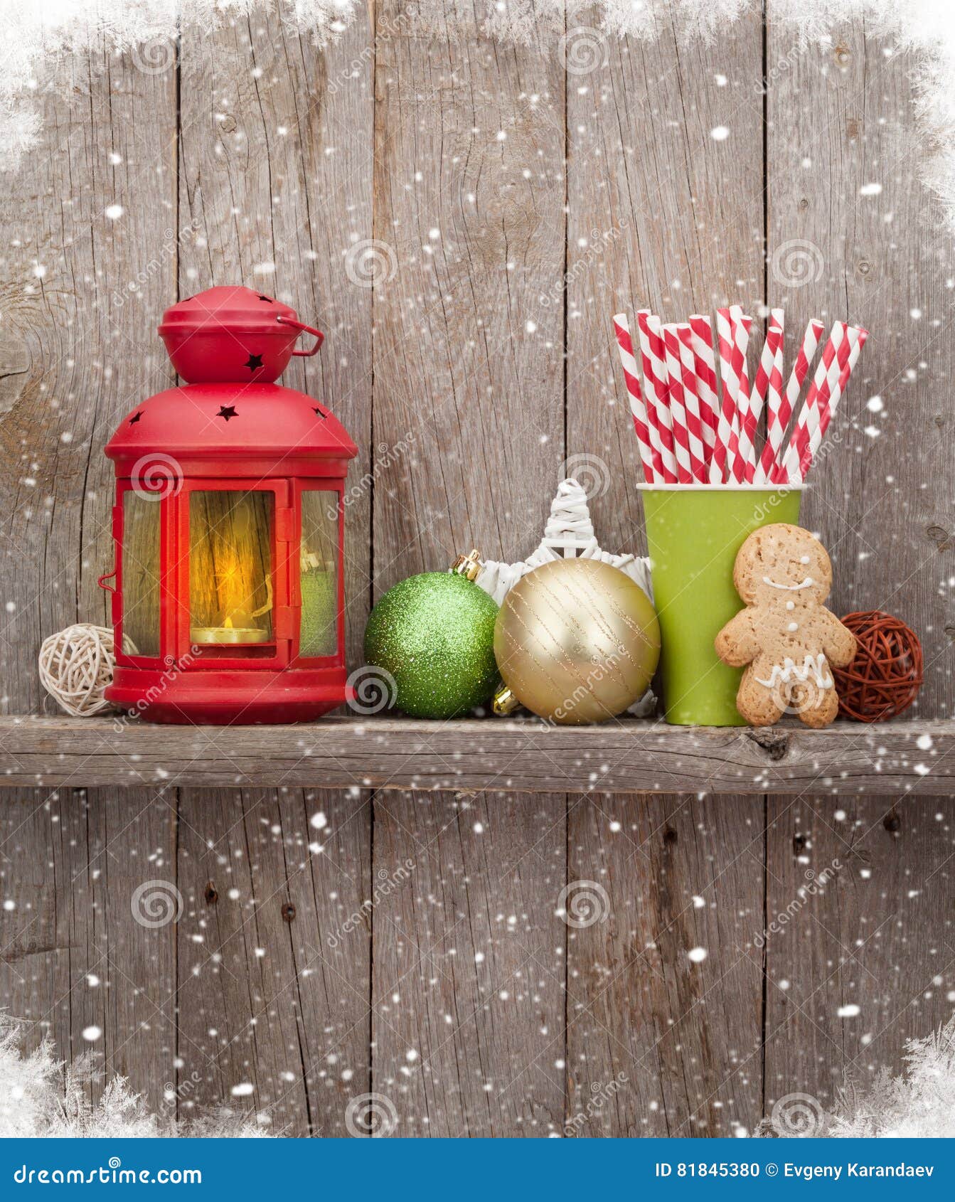 Christmas Candle Lantern and Decor Stock Photo Image of retro, decor