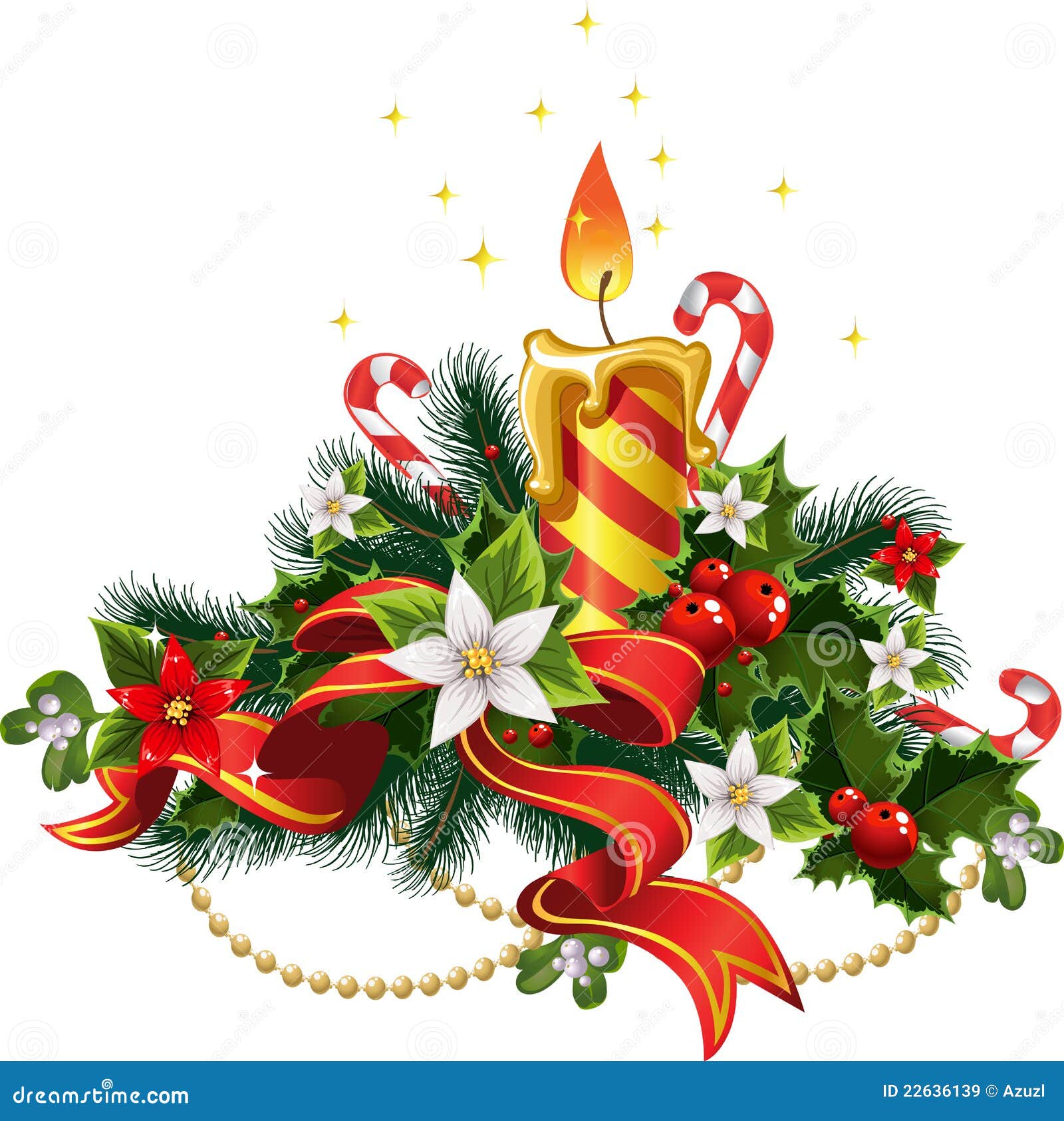 Christmas Candle Light With Decorations Royalty Free Stock Images