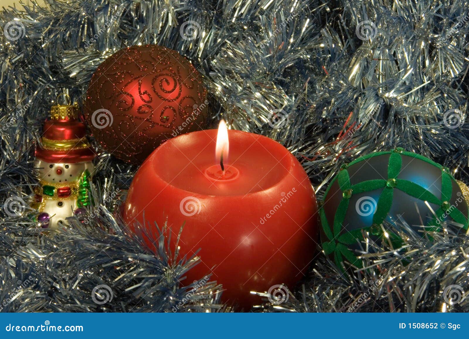 Christmas Candle with Ornaments Stock Photo Image of garnish, macro